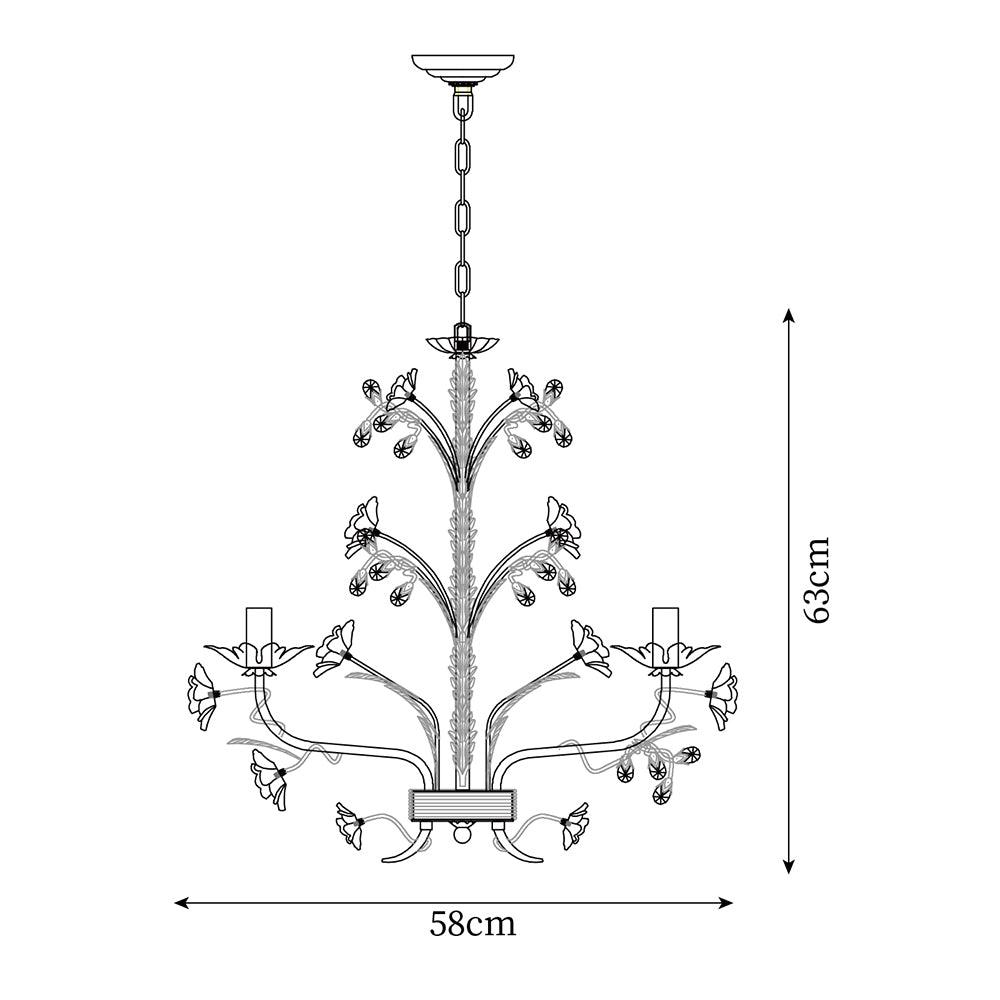 Chandelier Ornate Metal Frame Porcelain Roses Crystal Classic Luxury - Neutralighting