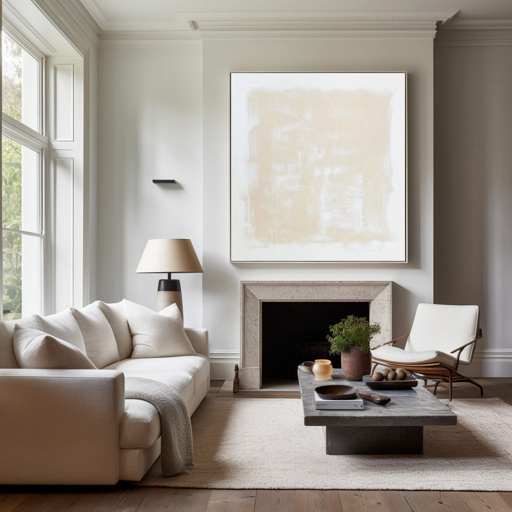 Soft Beige Minimalist Textured Abstract Wall Art