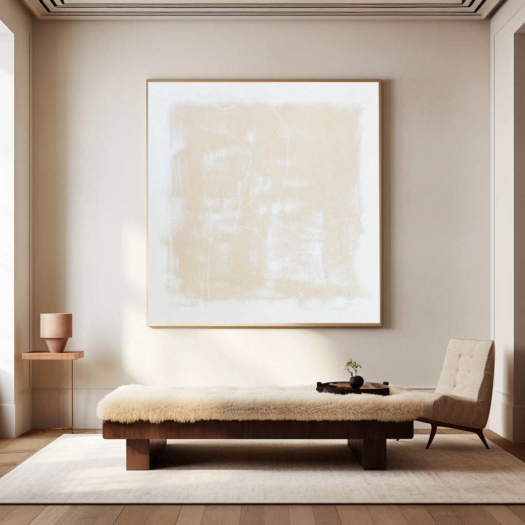 Soft Beige Minimalist Textured Abstract Wall Art