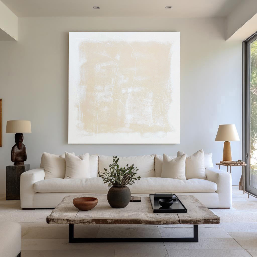 Soft Beige Minimalist Textured Abstract Wall Art