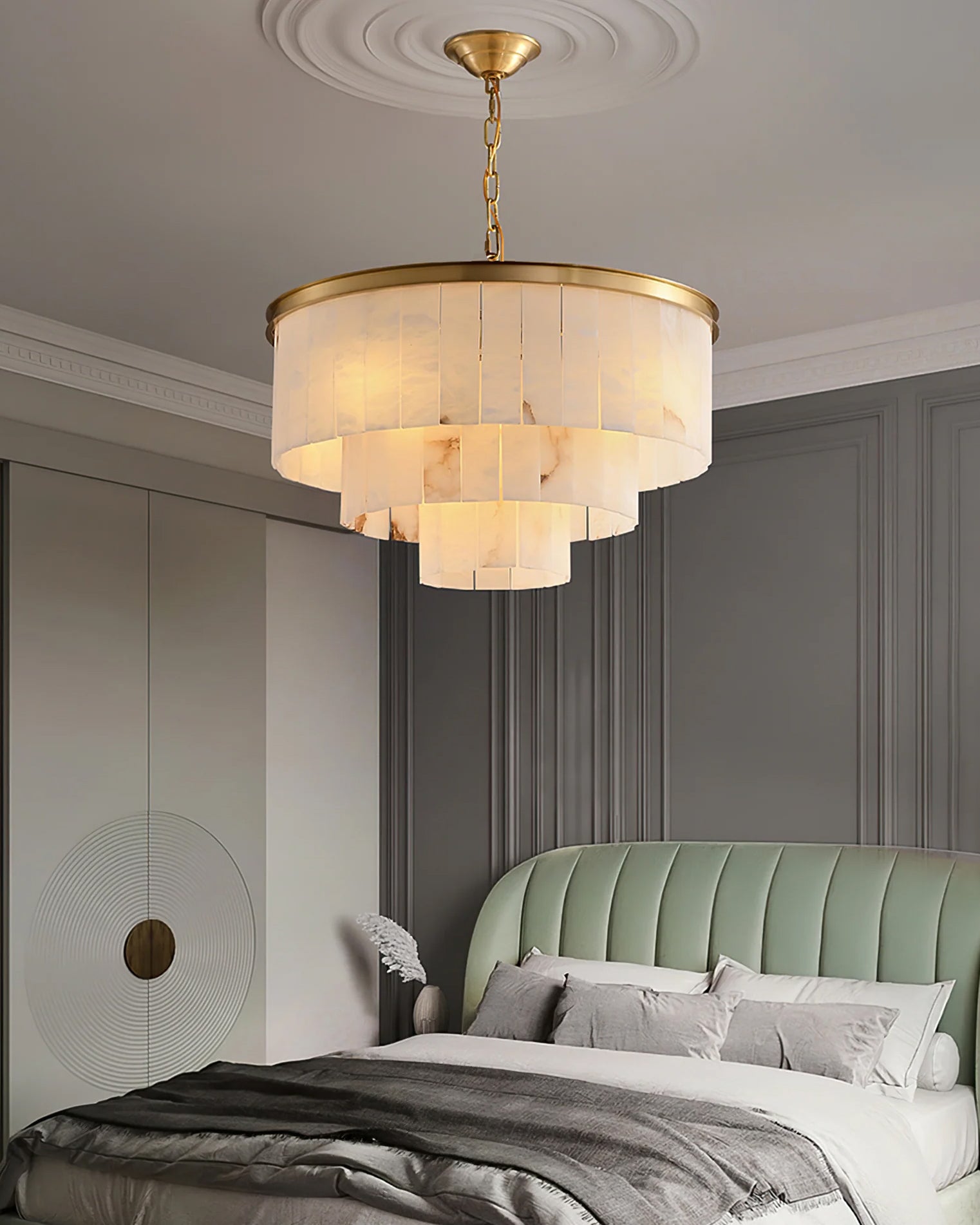 Windham Alabaster Chandelier Layered Halo - Neutralighting