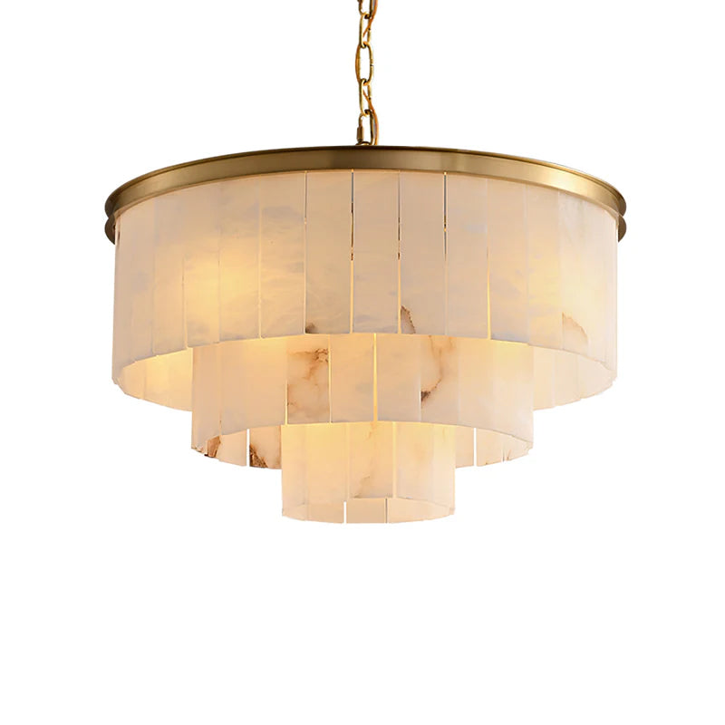 Windham Alabaster Chandelier Layered Halo - Neutralighting