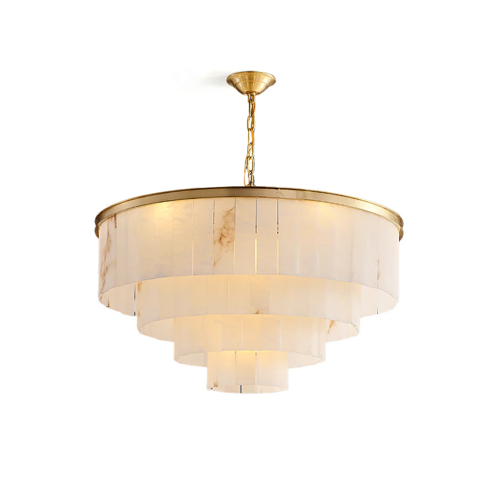 Windham Alabaster Chandelier Layered Halo - Neutralighting