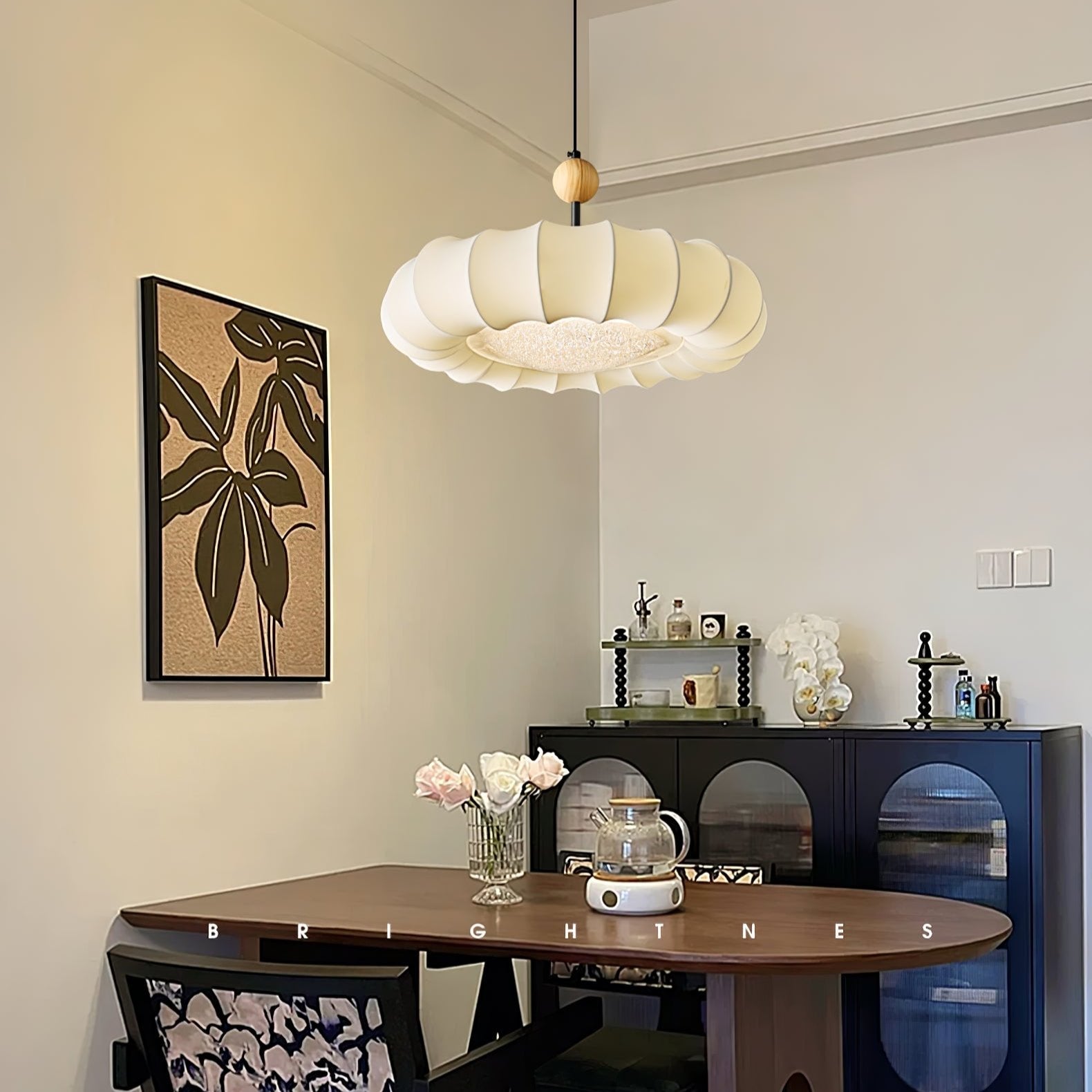 Reyna Veil Pendant Light Fabric - Neutralighting