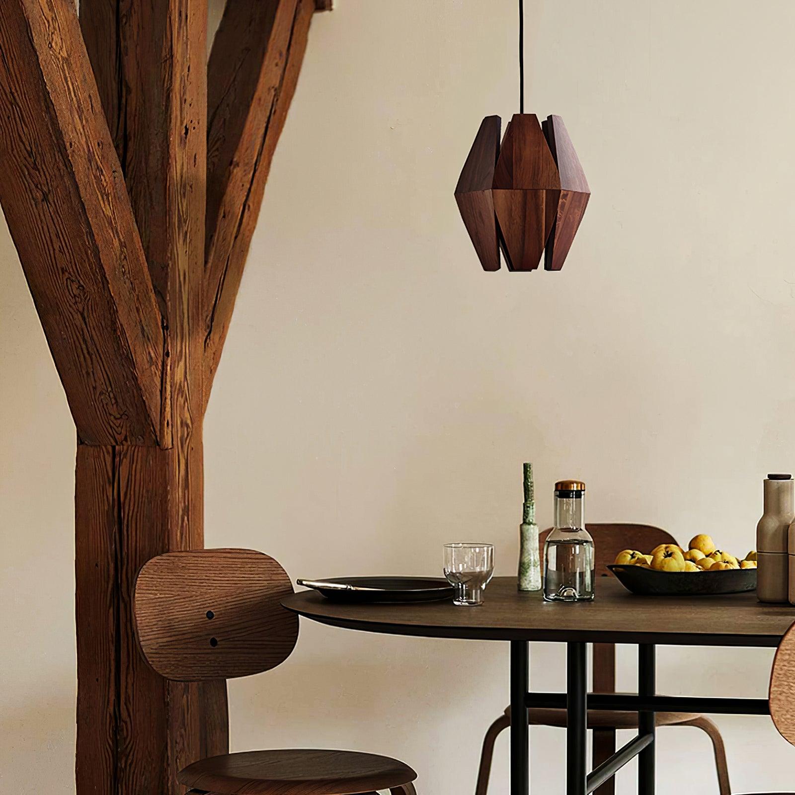 Pendant Lamp Geometric Wood Shade Warm Glow Nordic Minimalist Accent - Neutralighting
