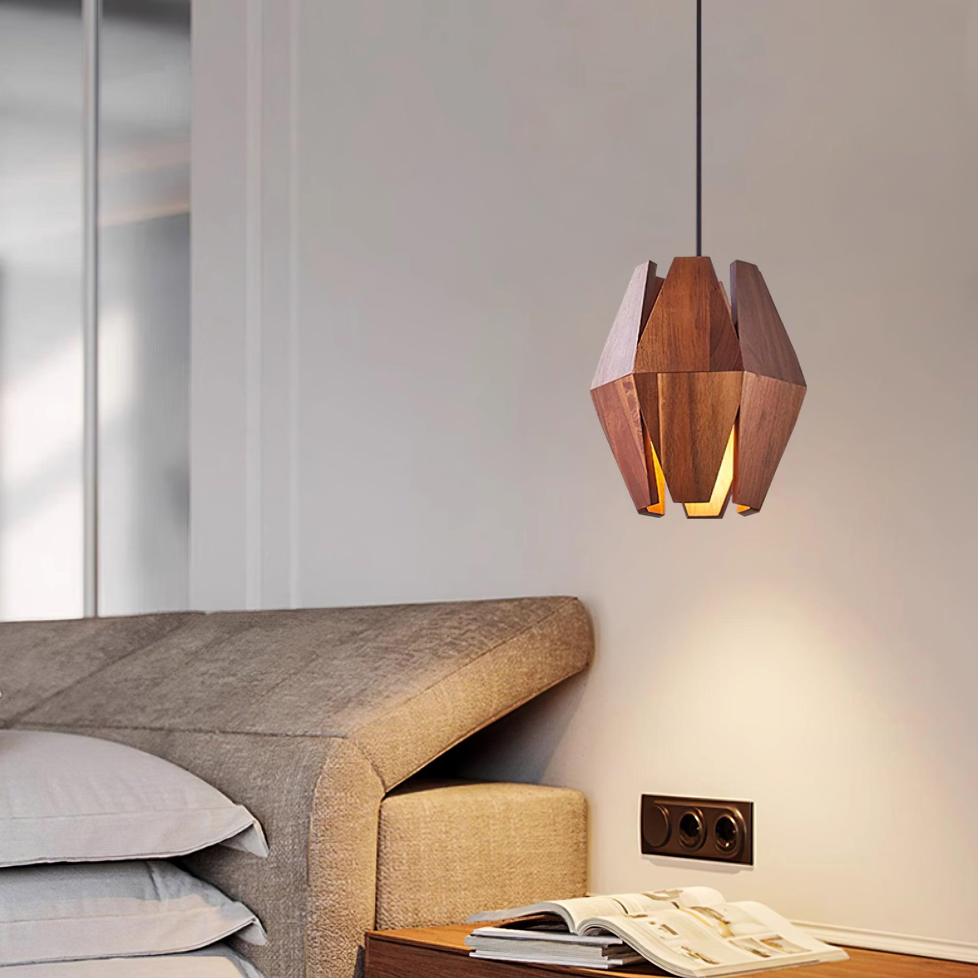 Pendant Lamp Geometric Wood Shade Warm Glow Nordic Minimalist Accent - Neutralighting