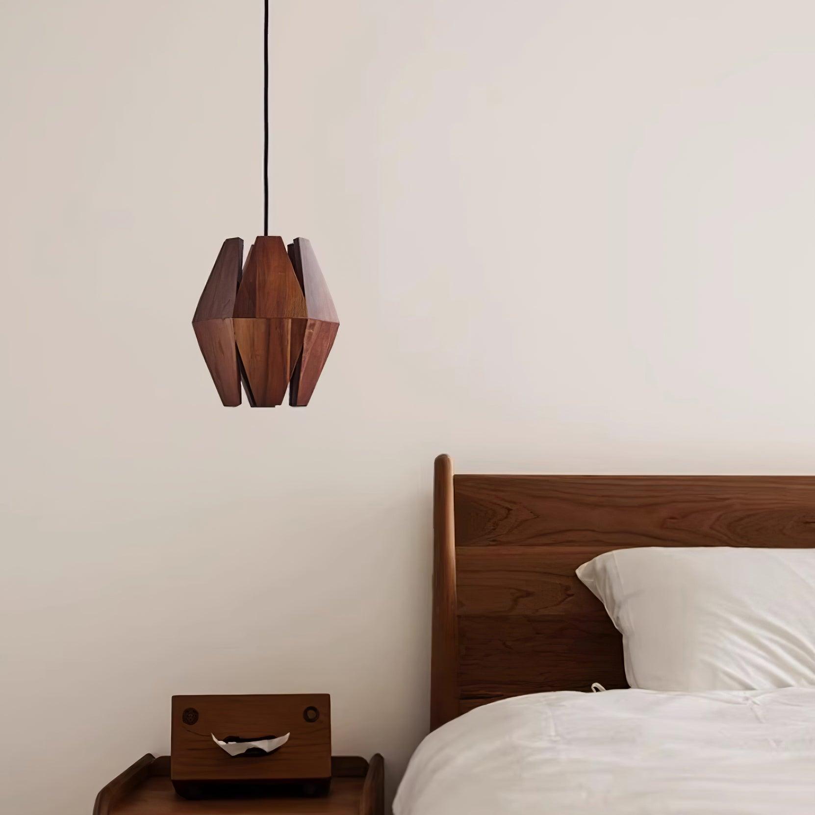 Pendant Lamp Geometric Wood Shade Warm Glow Nordic Minimalist Accent - Neutralighting