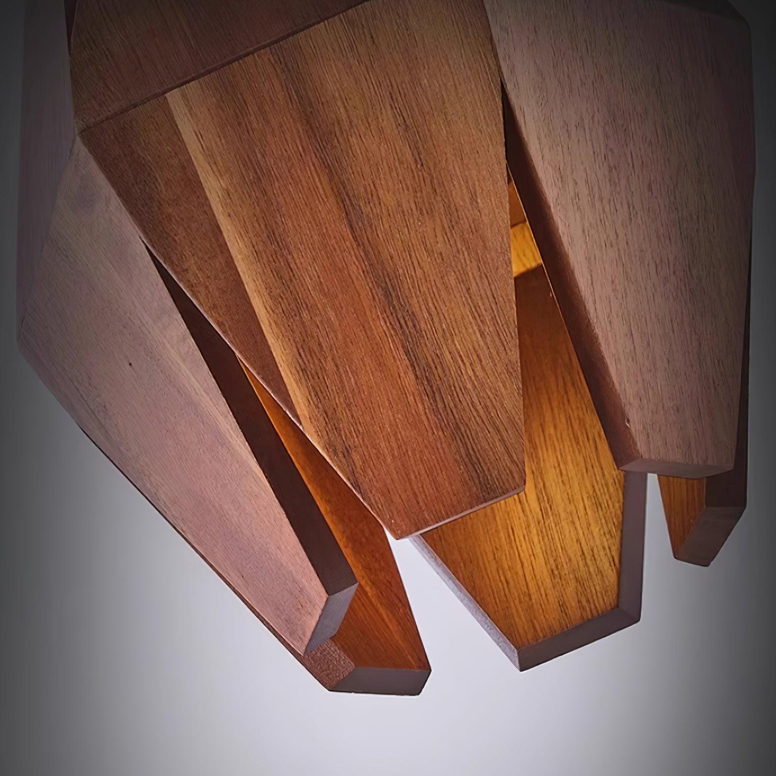 Pendant Lamp Geometric Wood Shade Warm Glow Nordic Minimalist Accent - Neutralighting