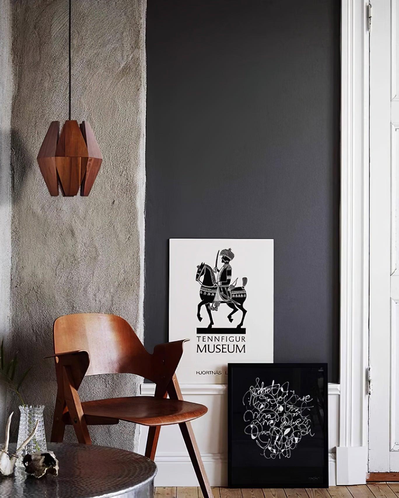 Pendant Lamp Geometric Wood Shade Warm Glow Nordic Minimalist Accent - Neutralighting