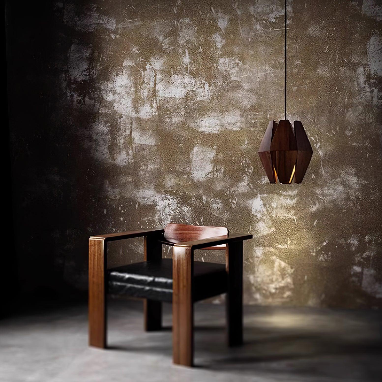 Pendant Lamp Geometric Wood Shade Warm Glow Nordic Minimalist Accent - Neutralighting