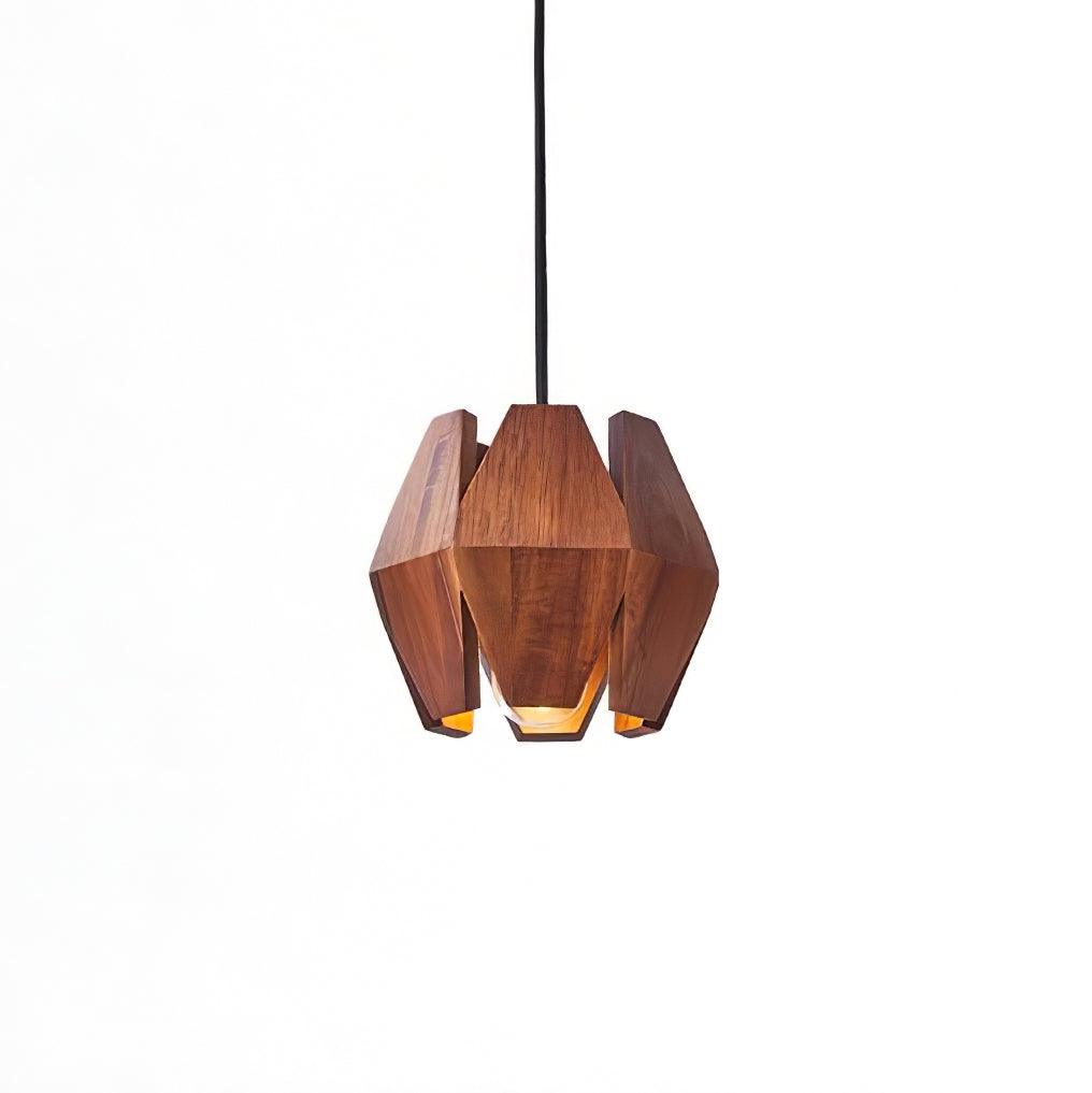 Pendant Lamp Geometric Wood Shade Warm Glow Nordic Minimalist Accent - Neutralighting