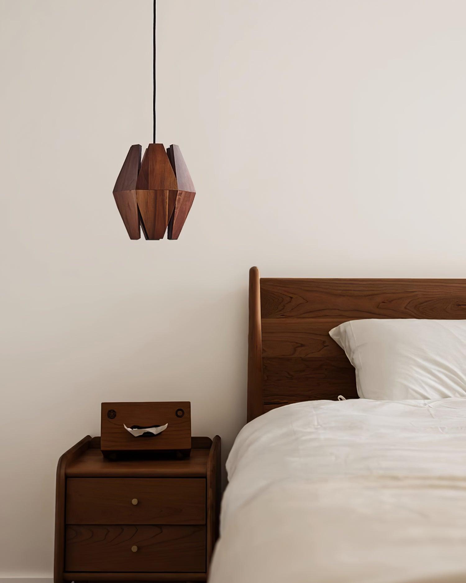 Pendant Lamp Geometric Wood Shade Warm Glow Nordic Minimalist Accent - Neutralighting