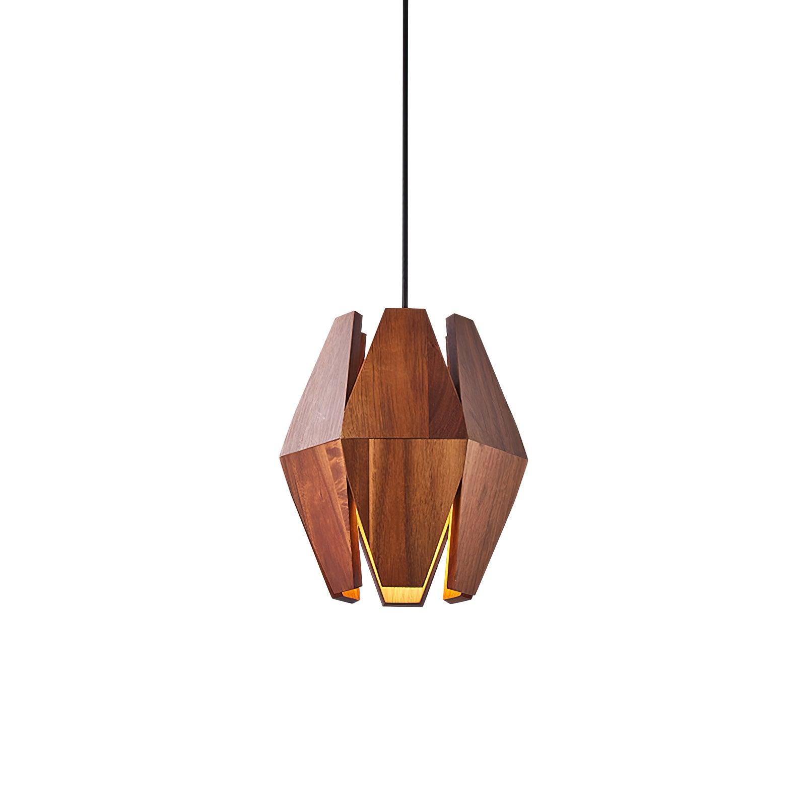 Pendant Lamp Geometric Wood Shade Warm Glow Nordic Minimalist Accent - Neutralighting