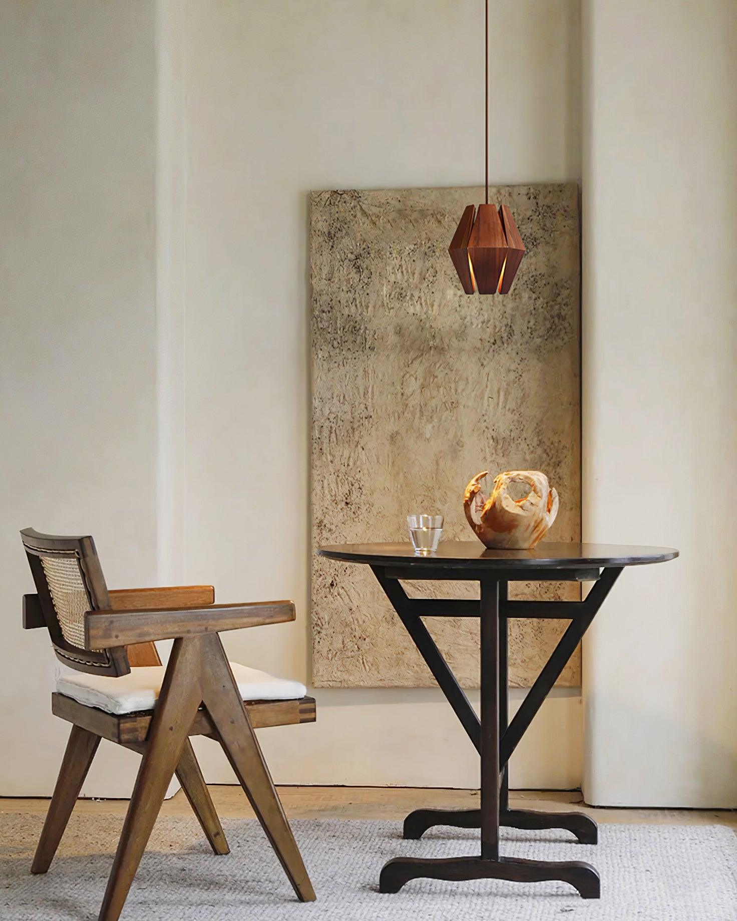 Pendant Lamp Geometric Wood Shade Warm Glow Nordic Minimalist Accent - Neutralighting
