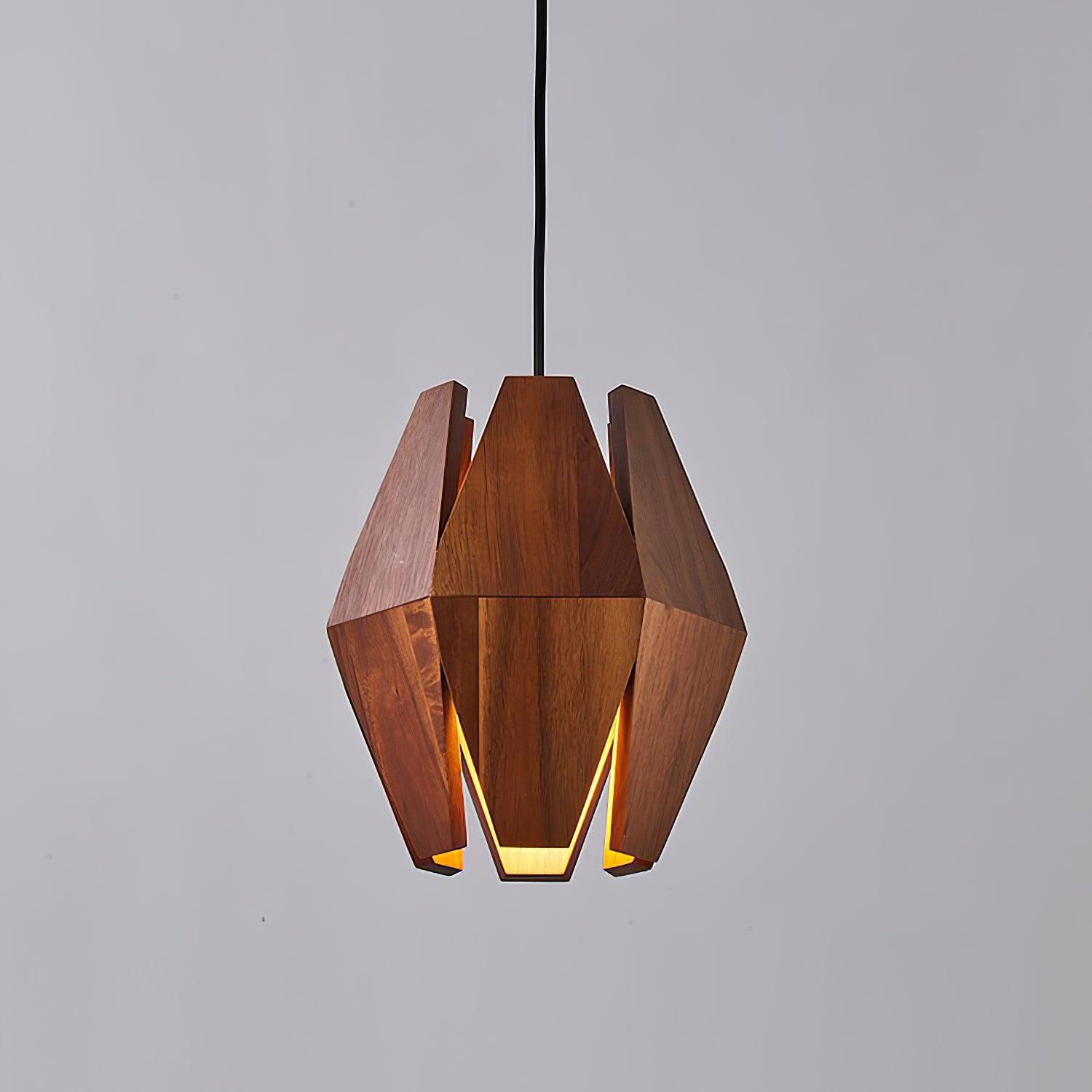 Pendant Lamp Geometric Wood Shade Warm Glow Nordic Minimalist Accent - Neutralighting