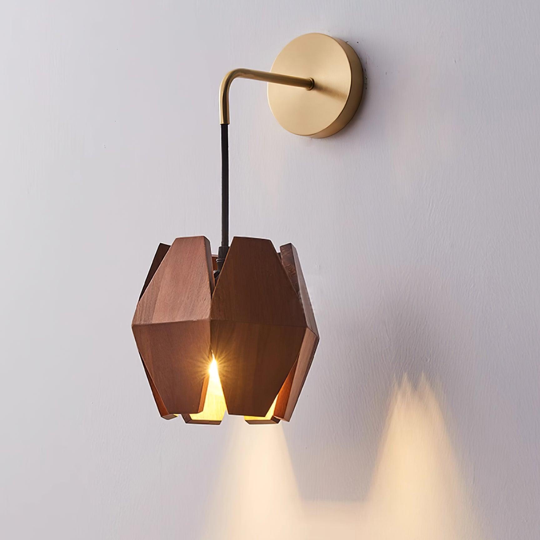 Wall Lamp Geometric Wood Shade Warm Glow Nordic Minimalist Accent - Neutralighting