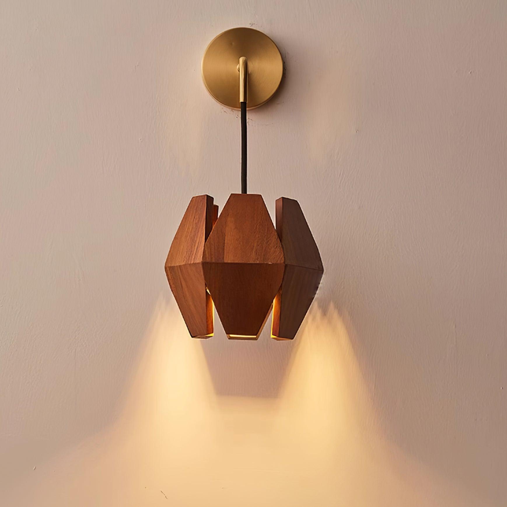 Wall Lamp Geometric Wood Shade Warm Glow Nordic Minimalist Accent - Neutralighting
