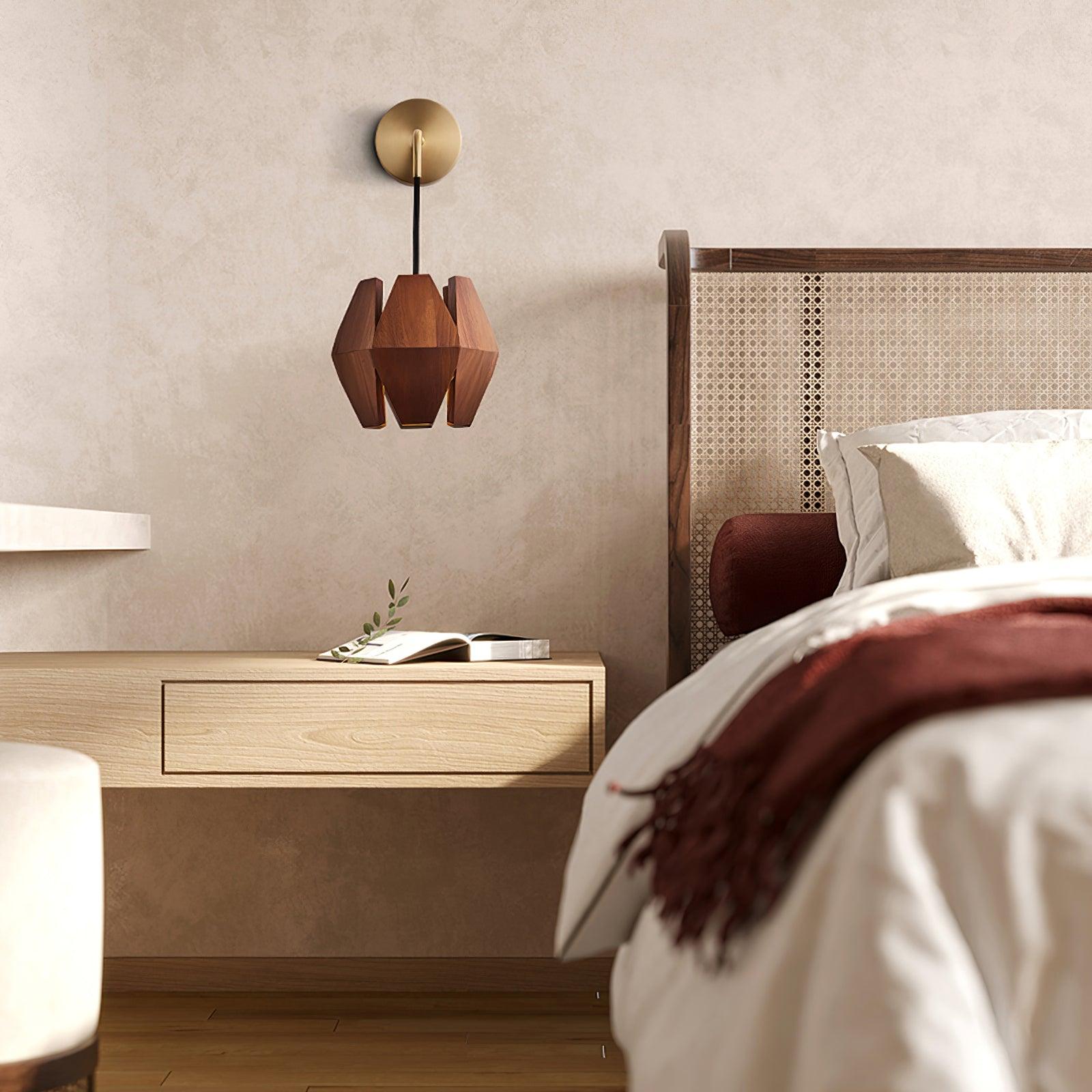 Wall Lamp Geometric Wood Shade Warm Glow Nordic Minimalist Accent - Neutralighting