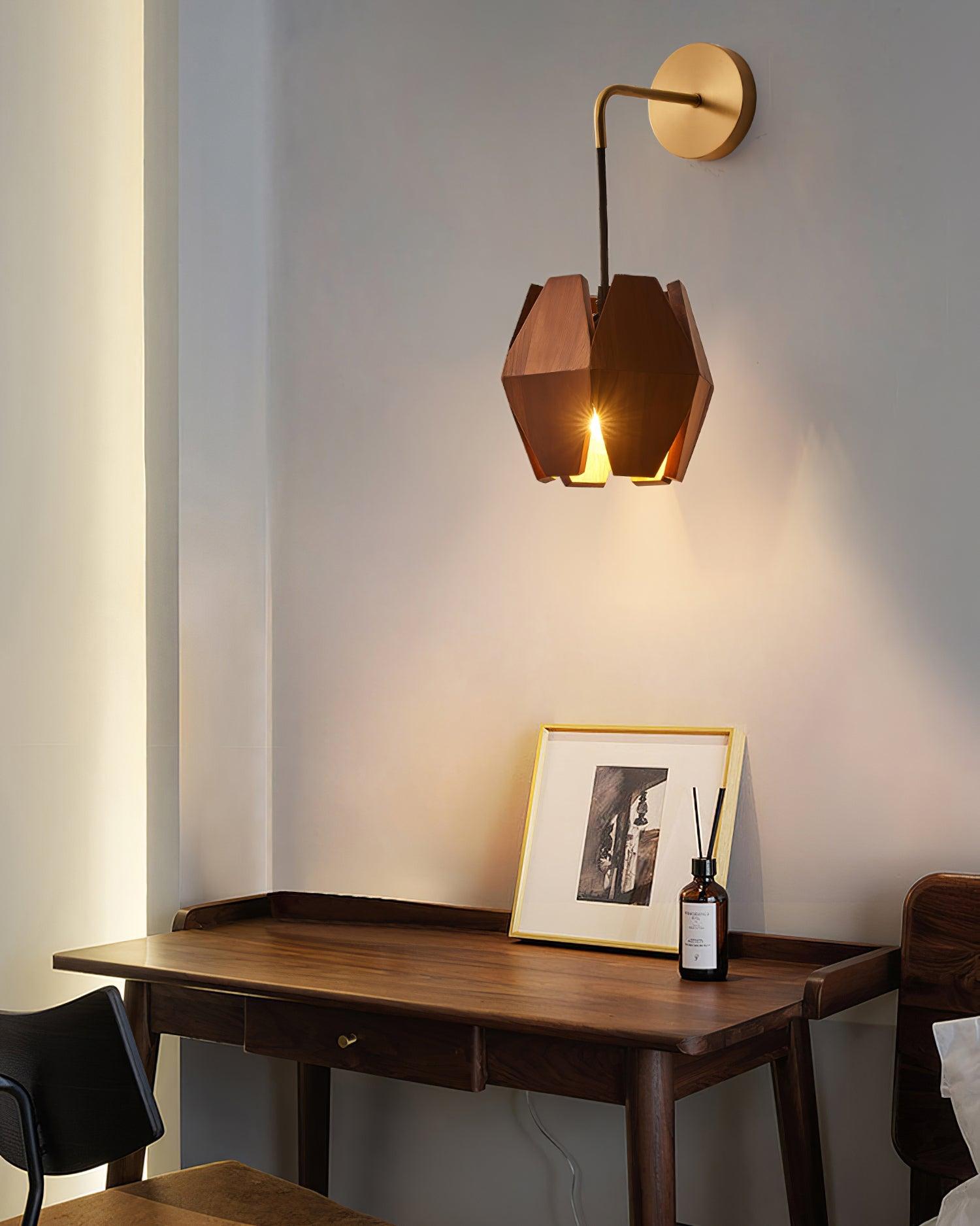 Wall Lamp Geometric Wood Shade Warm Glow Nordic Minimalist Accent - Neutralighting