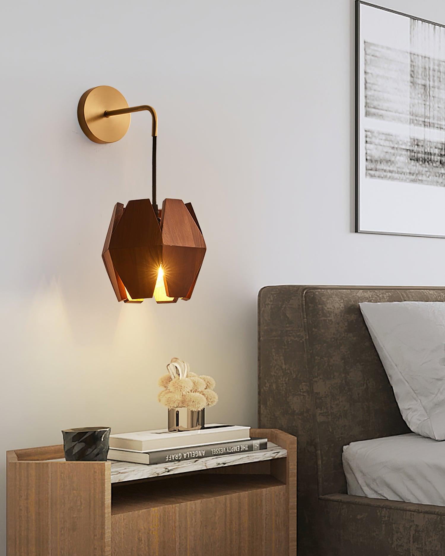Wall Lamp Geometric Wood Shade Warm Glow Nordic Minimalist Accent - Neutralighting