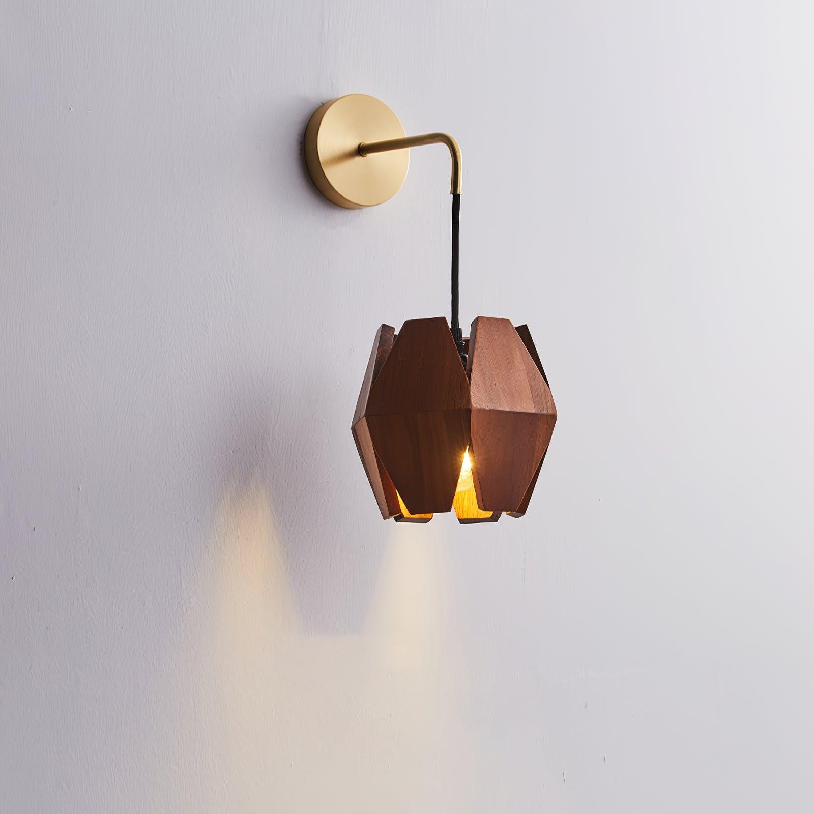 Wall Lamp Geometric Wood Shade Warm Glow Nordic Minimalist Accent - Neutralighting