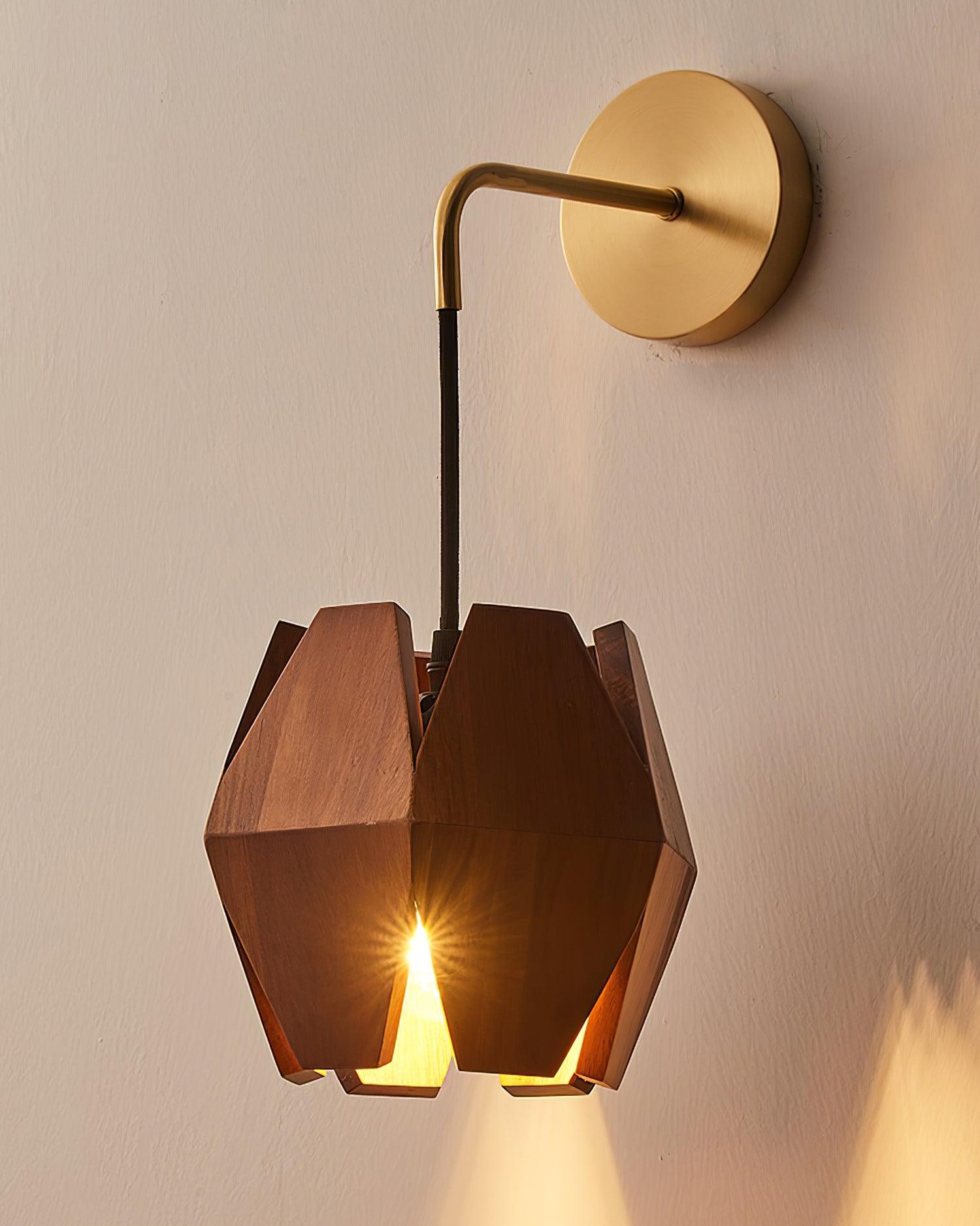 Wall Lamp Geometric Wood Shade Warm Glow Nordic Minimalist Accent - Neutralighting