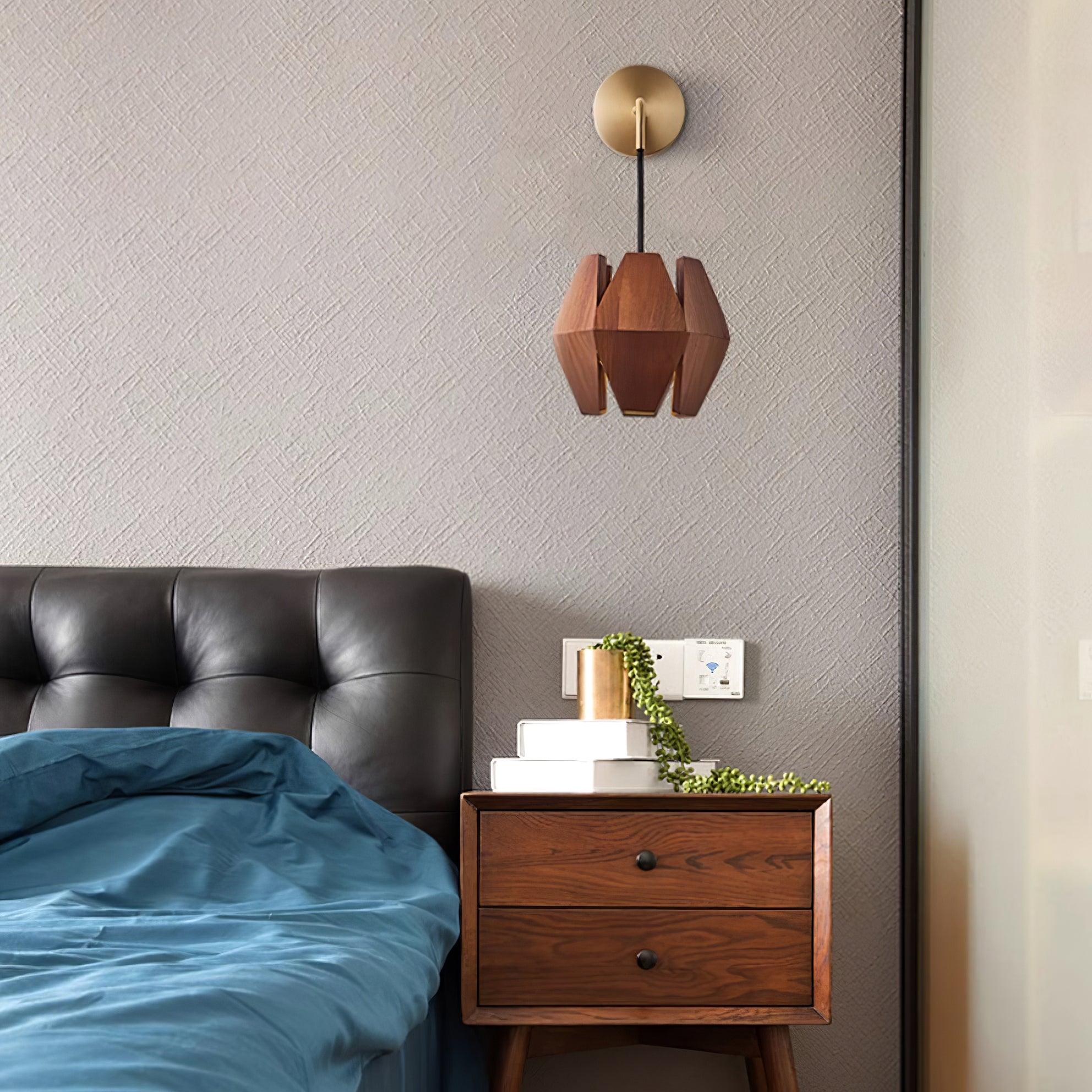 Wall Lamp Geometric Wood Shade Warm Glow Nordic Minimalist Accent - Neutralighting