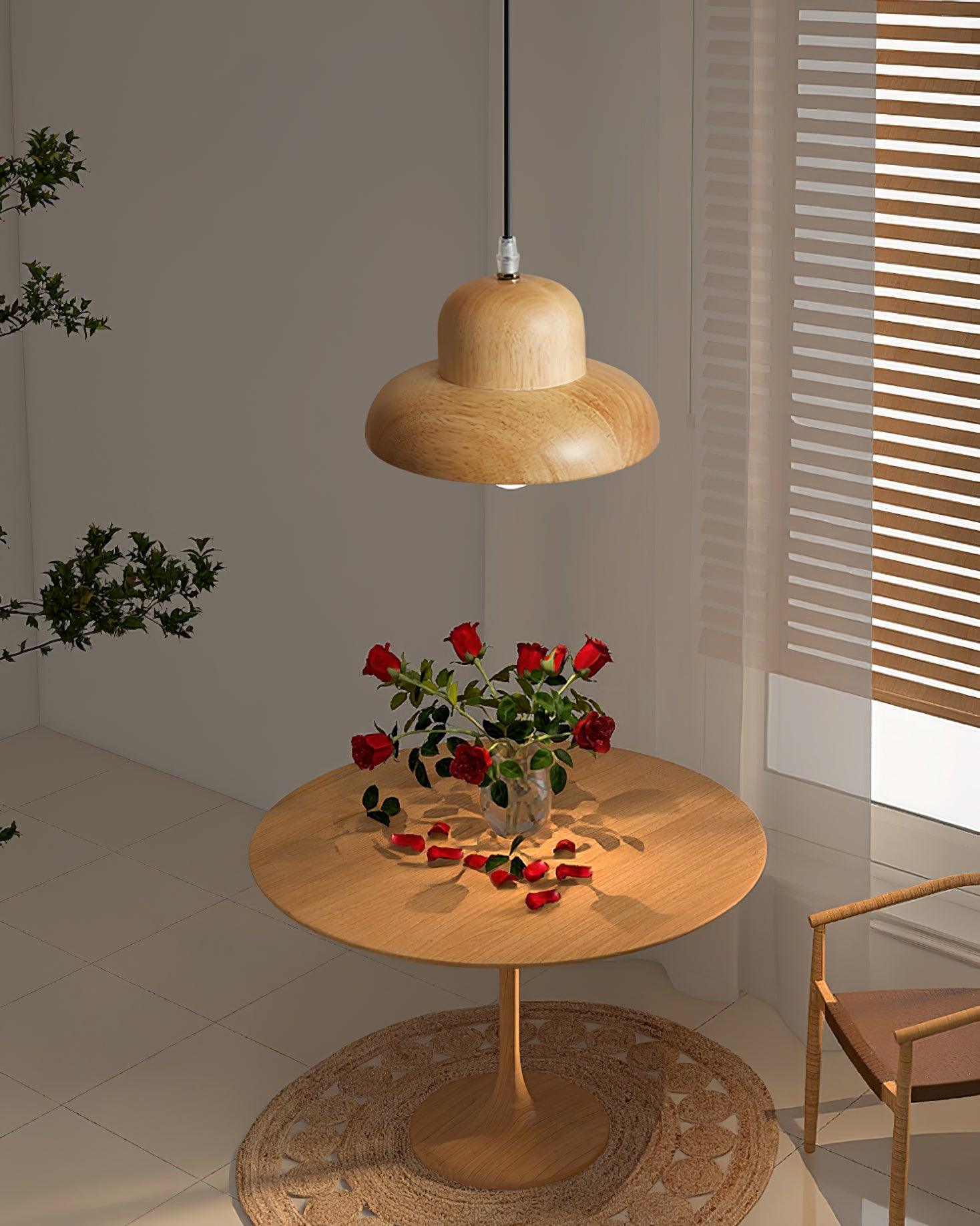 Wood Hat Pendant Lamp
