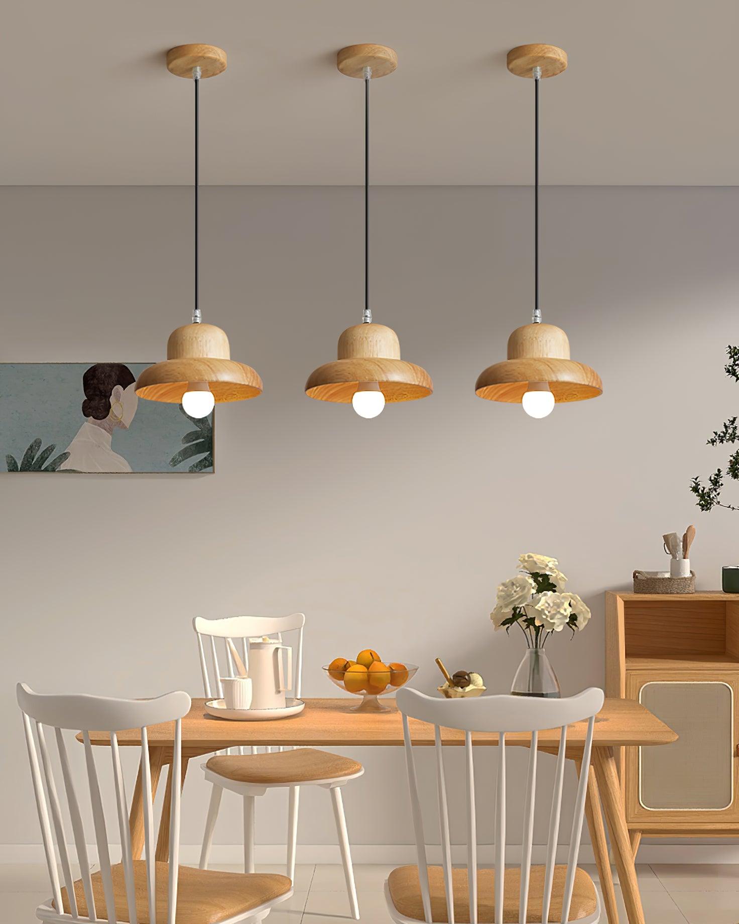 Wood Hat Pendant Lamp