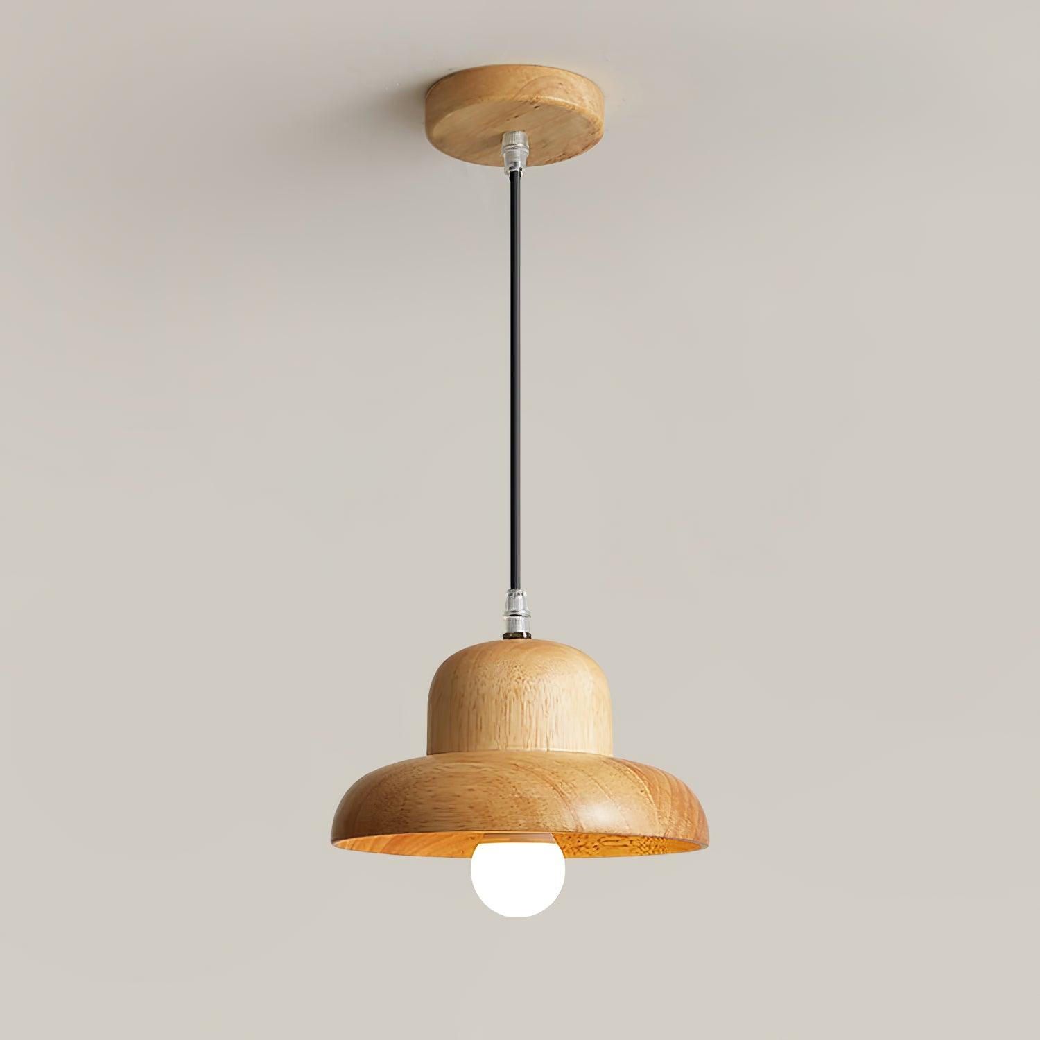 Wood Hat Pendant Lamp