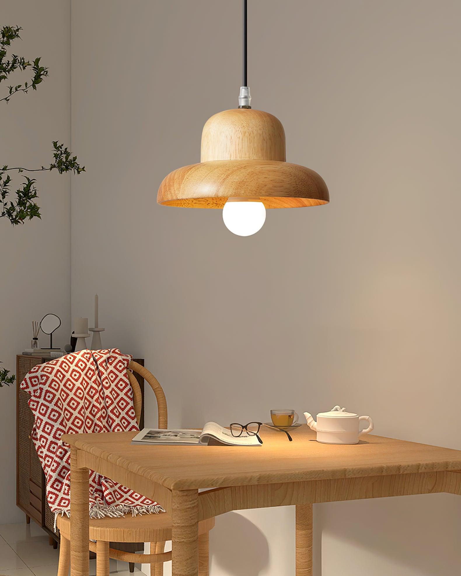 Wood Hat Pendant Lamp