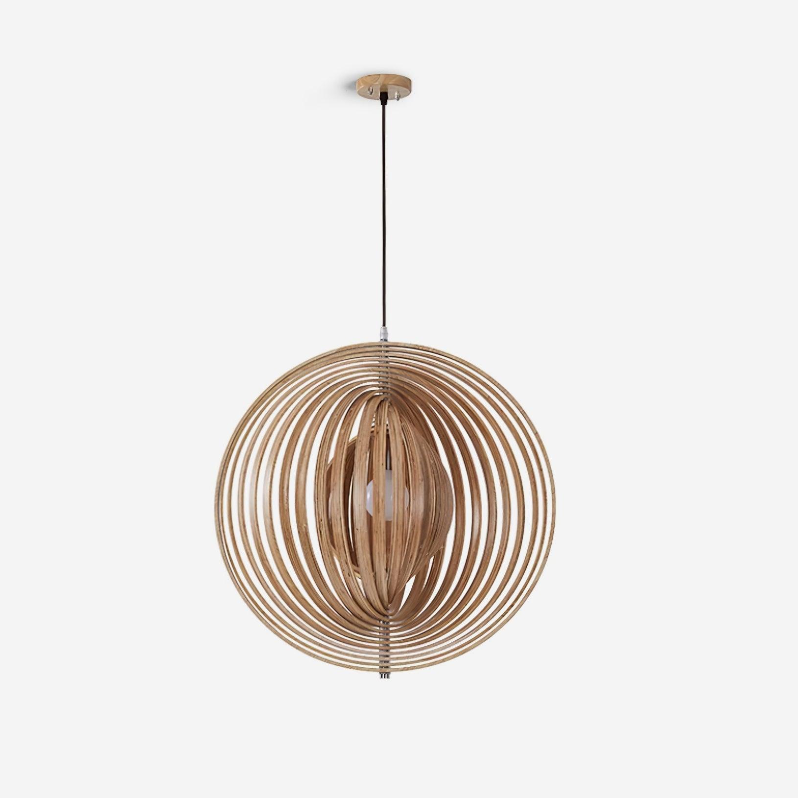 Pendant Lamp Wood Rings Sphere Organic Minimalist Ambient - Neutralighting
