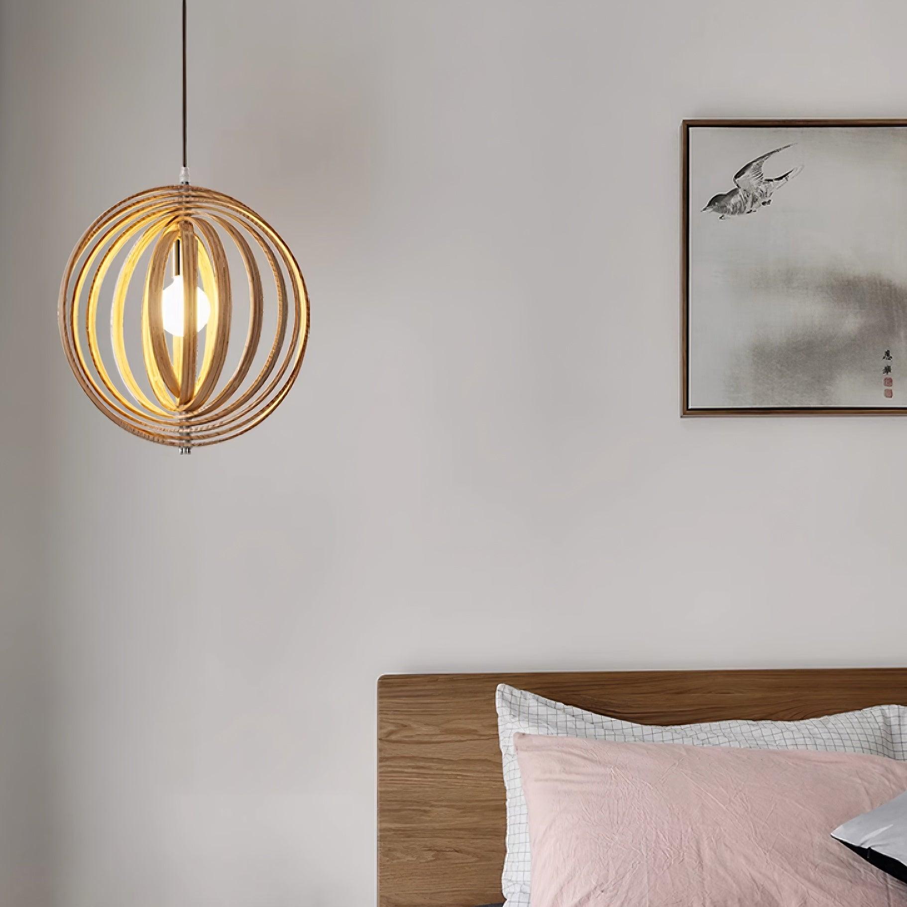 Pendant Lamp Wood Rings Sphere Organic Minimalist Ambient - Neutralighting