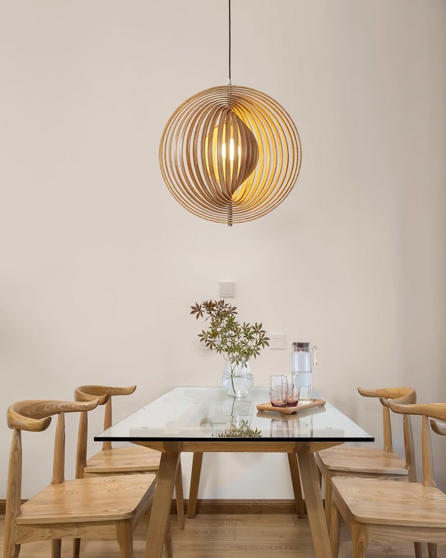 Pendant Lamp Wood Rings Sphere Organic Minimalist Ambient - Neutralighting