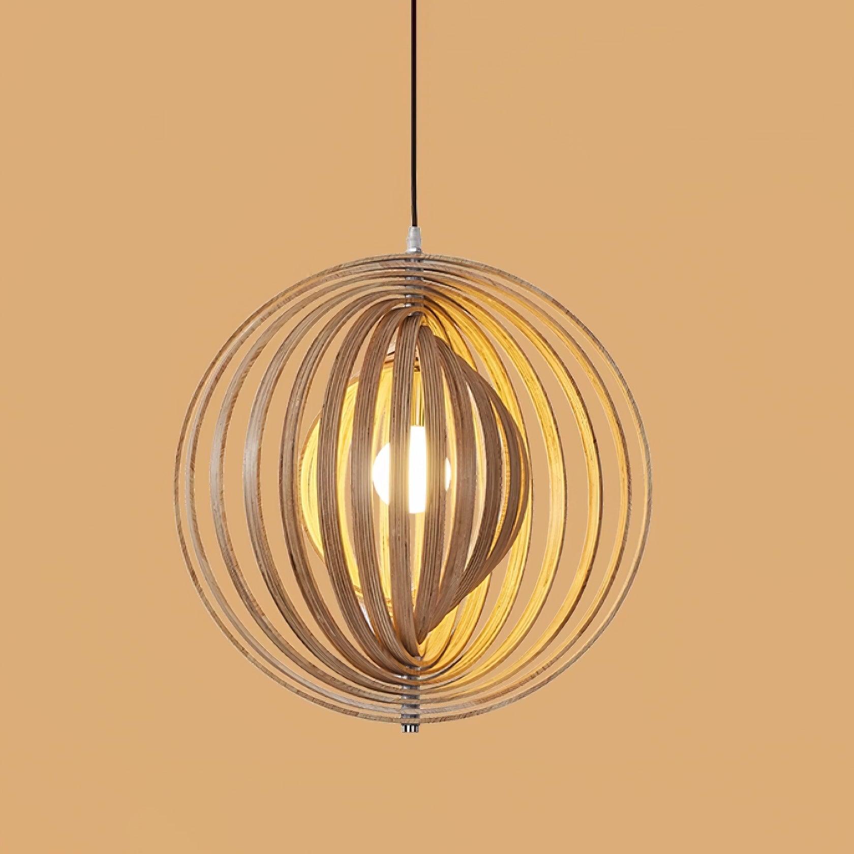 Pendant Lamp Wood Rings Sphere Organic Minimalist Ambient - Neutralighting