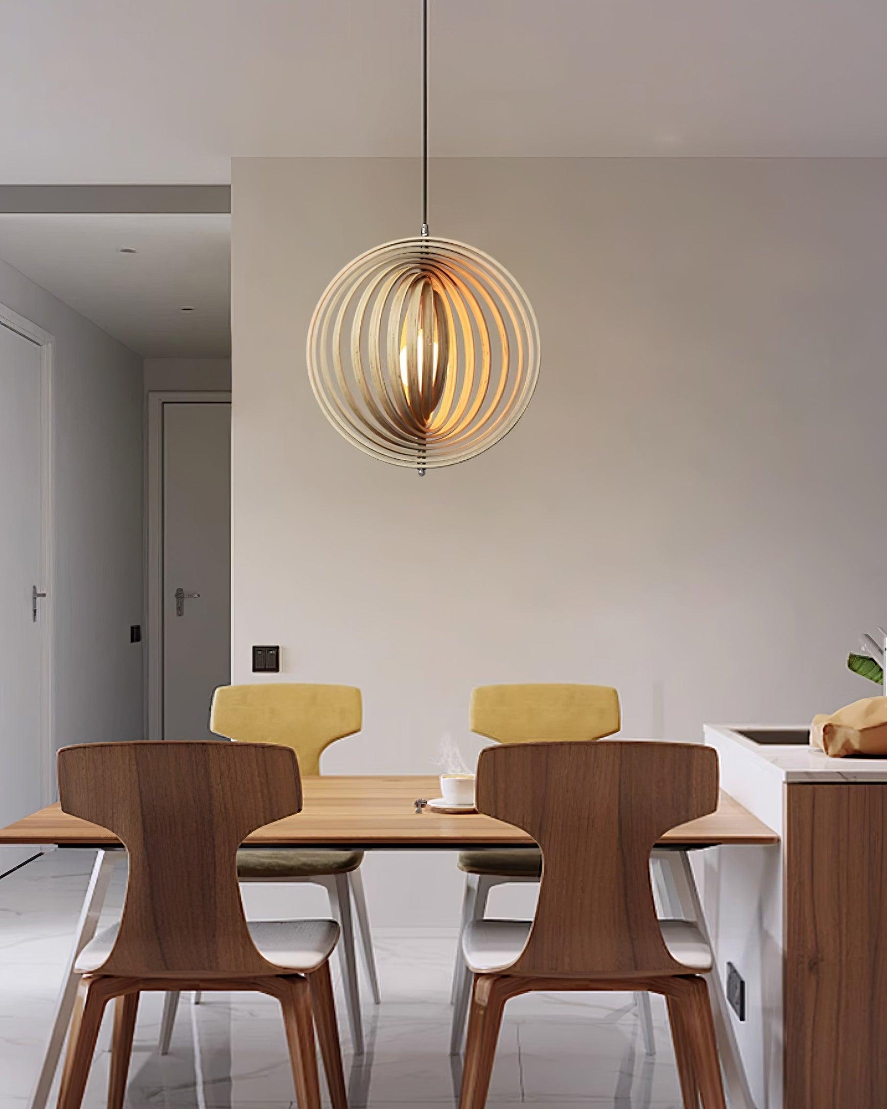 Pendant Lamp Wood Rings Sphere Organic Minimalist Ambient - Neutralighting