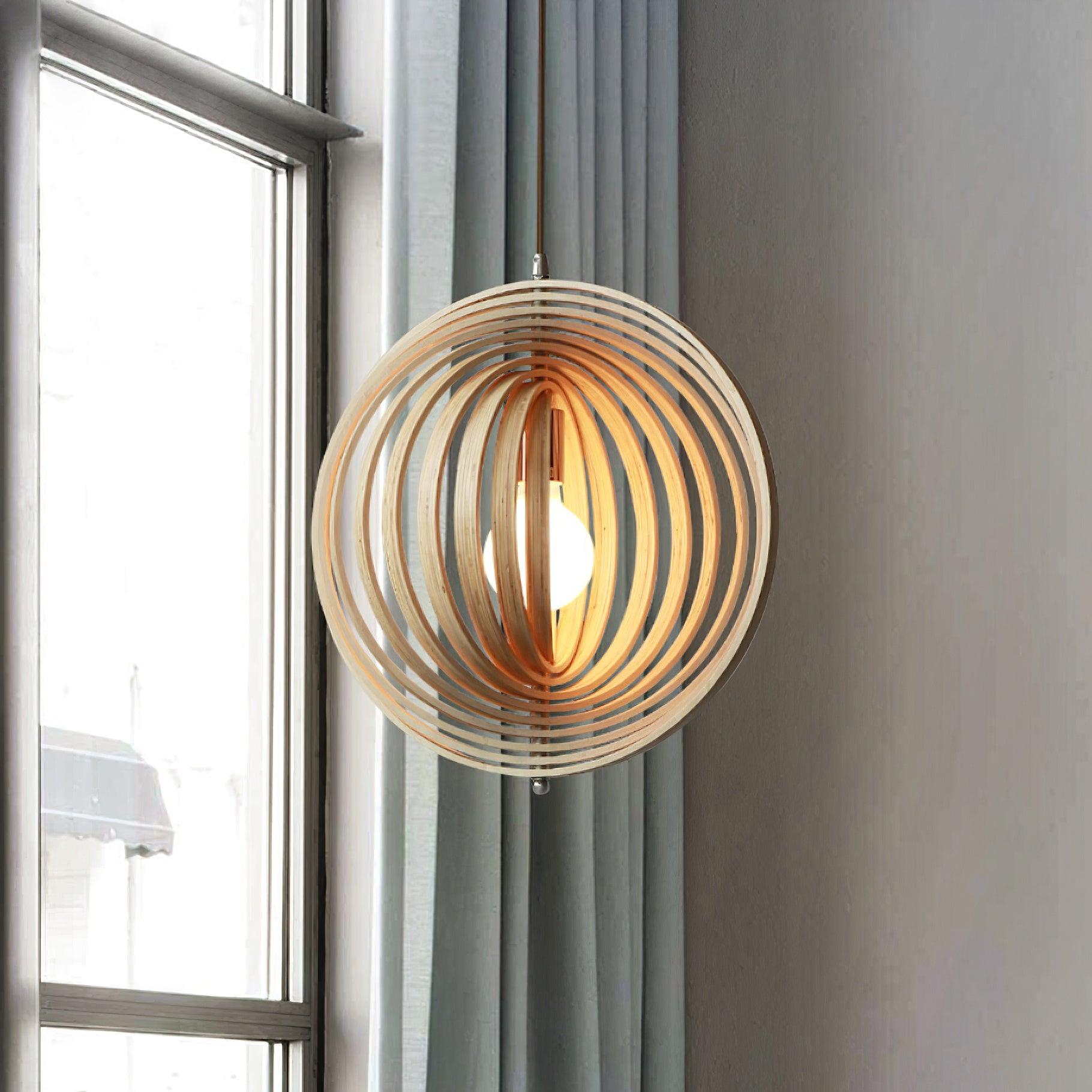 Pendant Lamp Wood Rings Sphere Organic Minimalist Ambient - Neutralighting