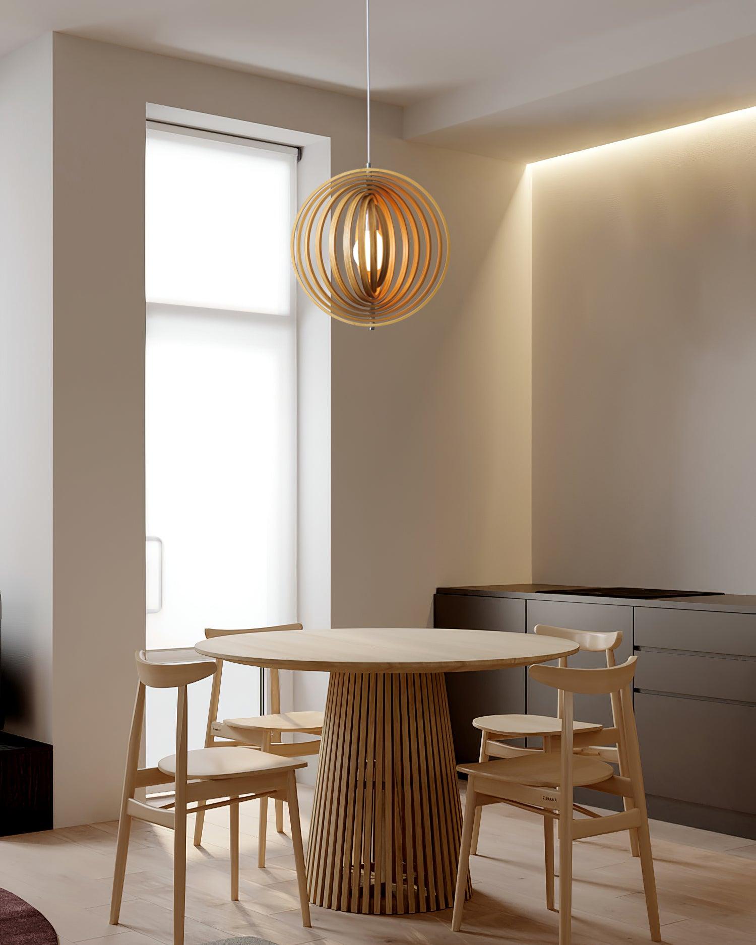 Pendant Lamp Wood Rings Sphere Organic Minimalist Ambient - Neutralighting