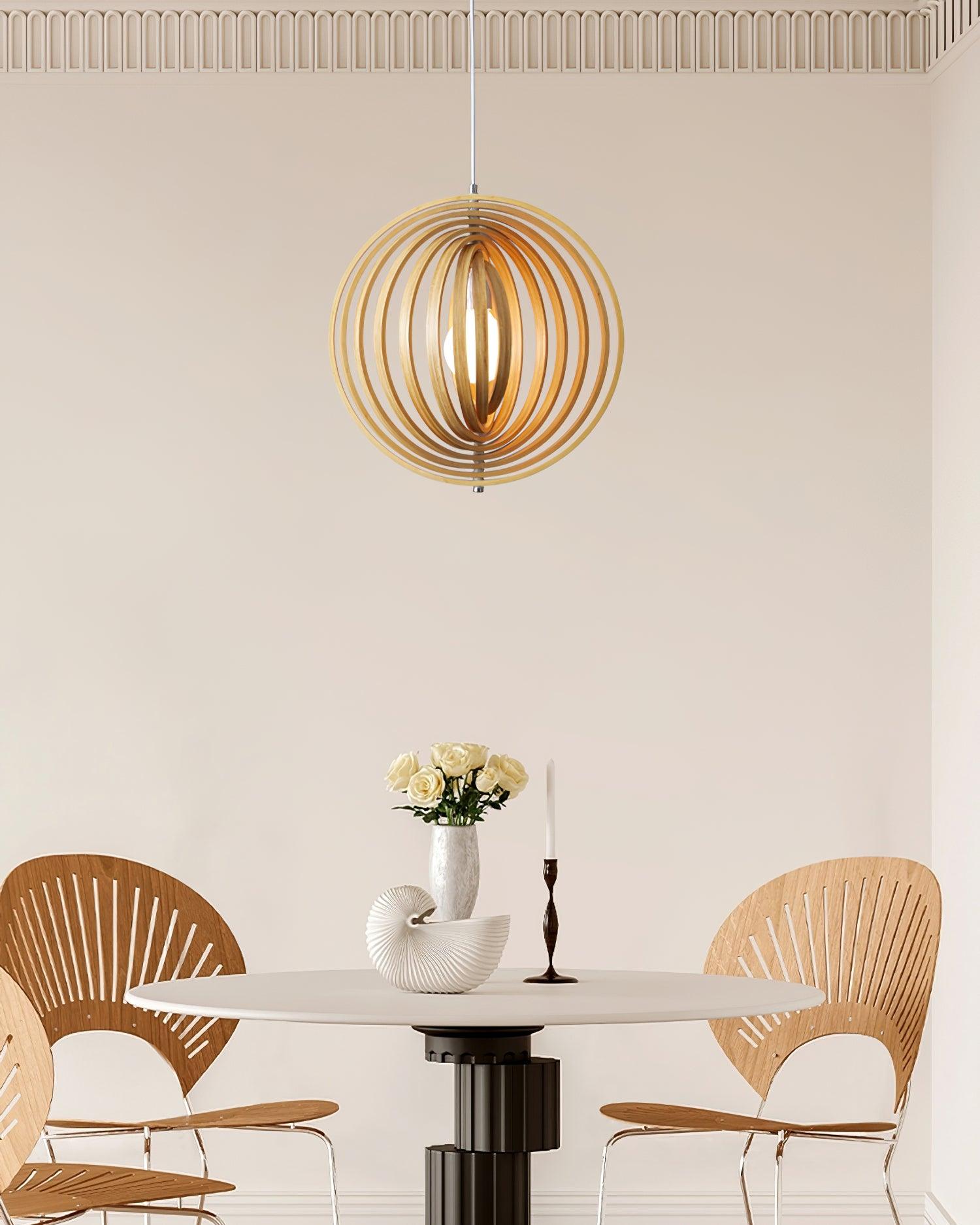 Pendant Lamp Wood Rings Sphere Organic Minimalist Ambient - Neutralighting