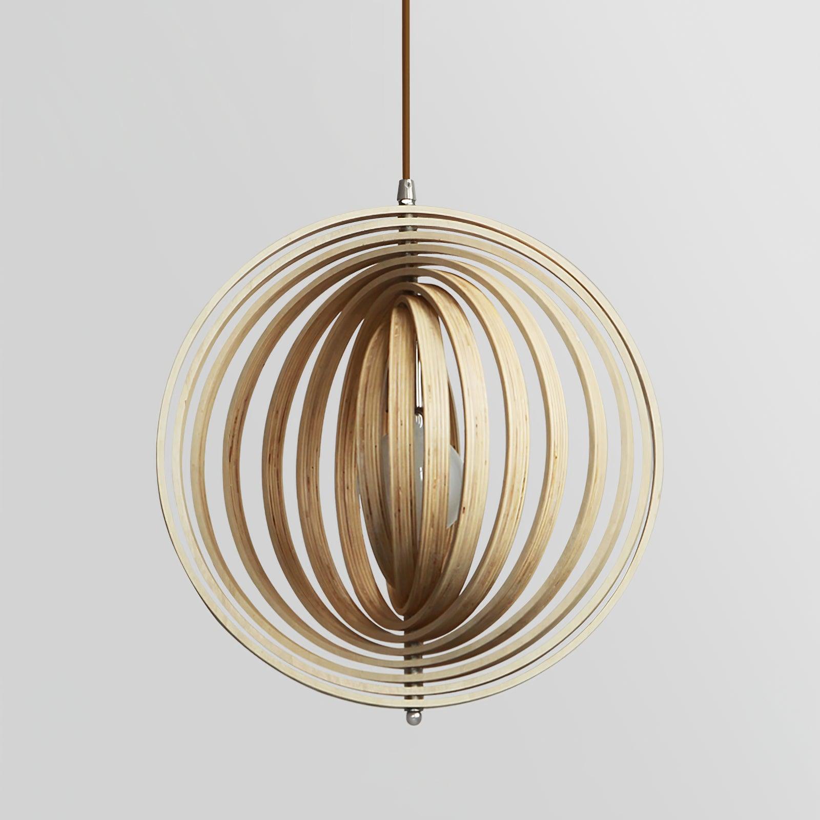 Pendant Lamp Wood Rings Sphere Organic Minimalist Ambient - Neutralighting