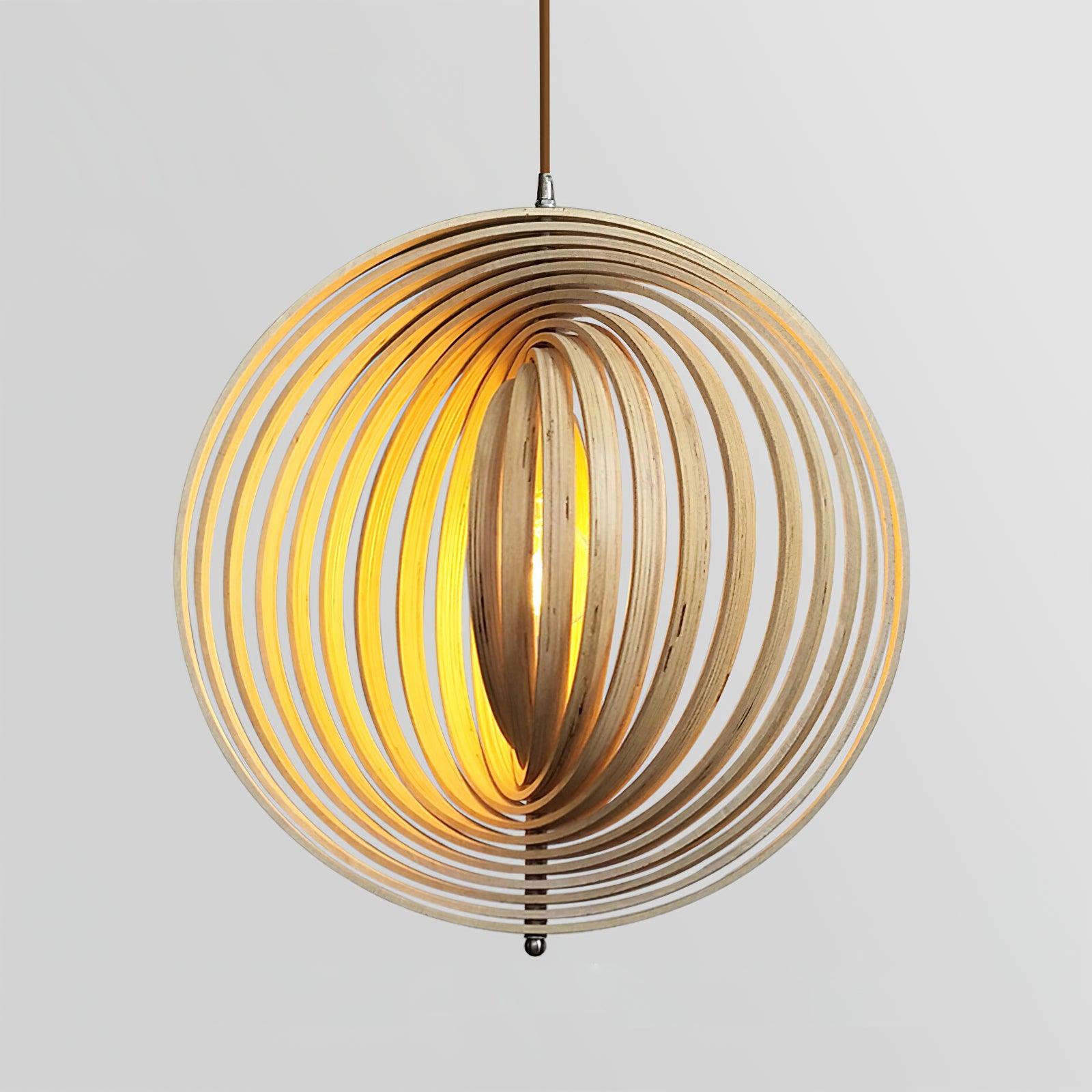 Pendant Lamp Wood Rings Sphere Organic Minimalist Ambient - Neutralighting