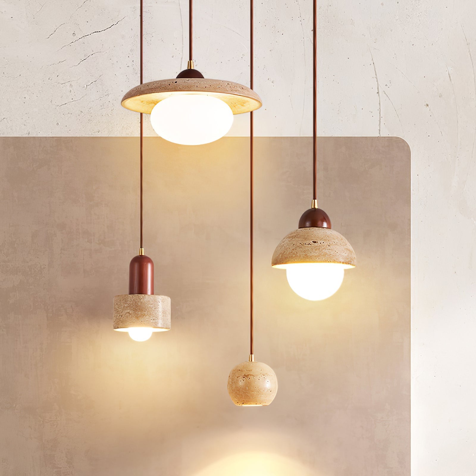 Ritta Travertine Pendant Light Six Style - Neutralighting