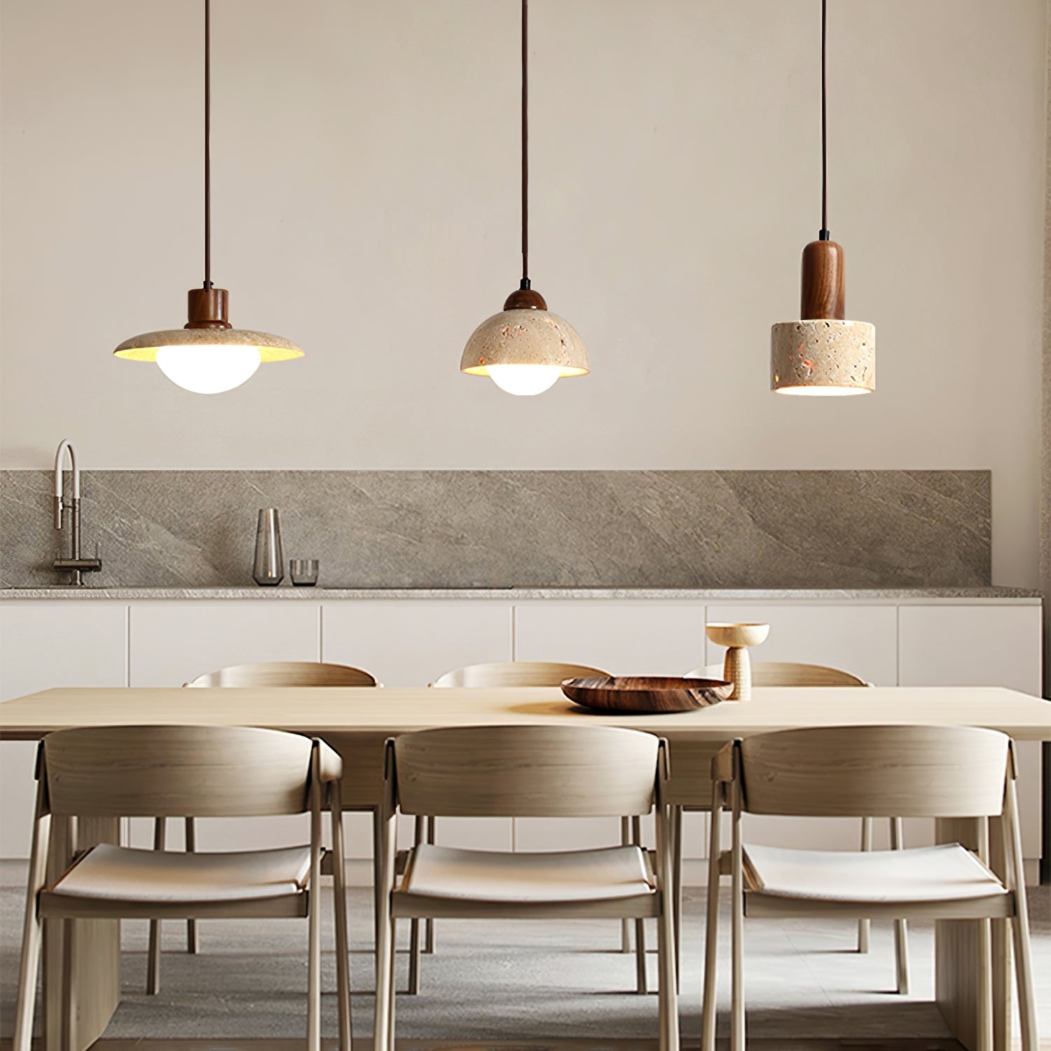 Ritta Travertine Pendant Light Six Style - Neutralighting
