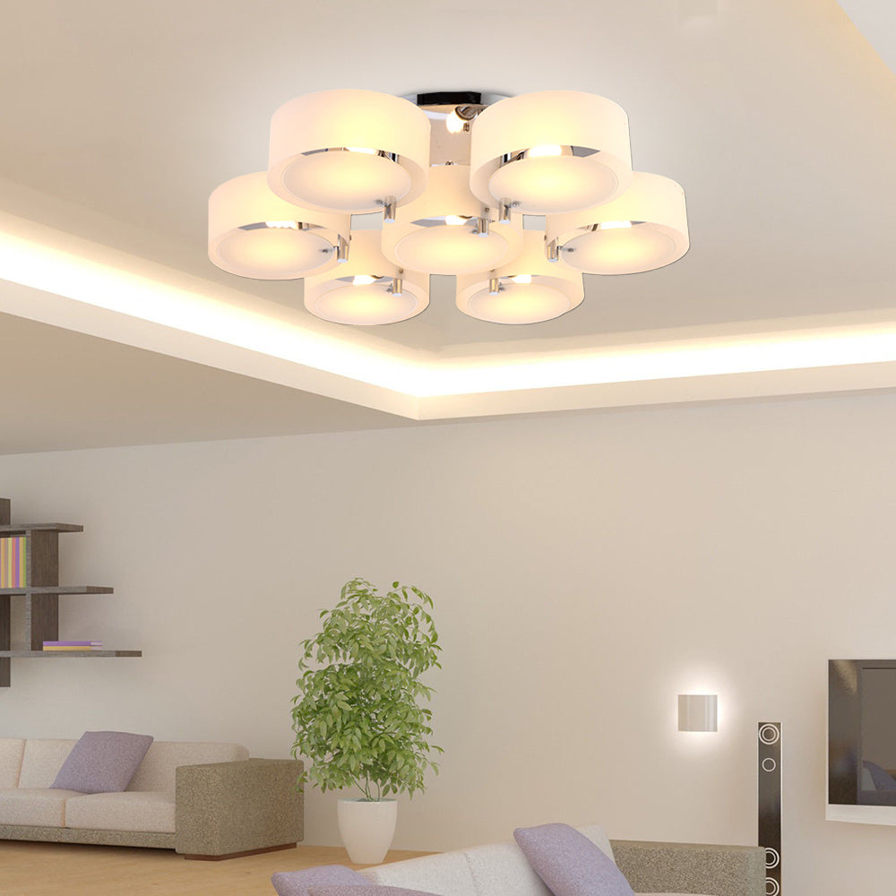 Arisha Flush Mount Ceiling Light Glass White Modern Round Hallway - Neutralighting