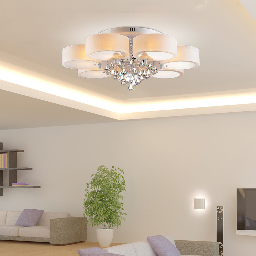 Arisha Flush Mount Ceiling Light Glass White Modern Round Hallway - Neutralighting