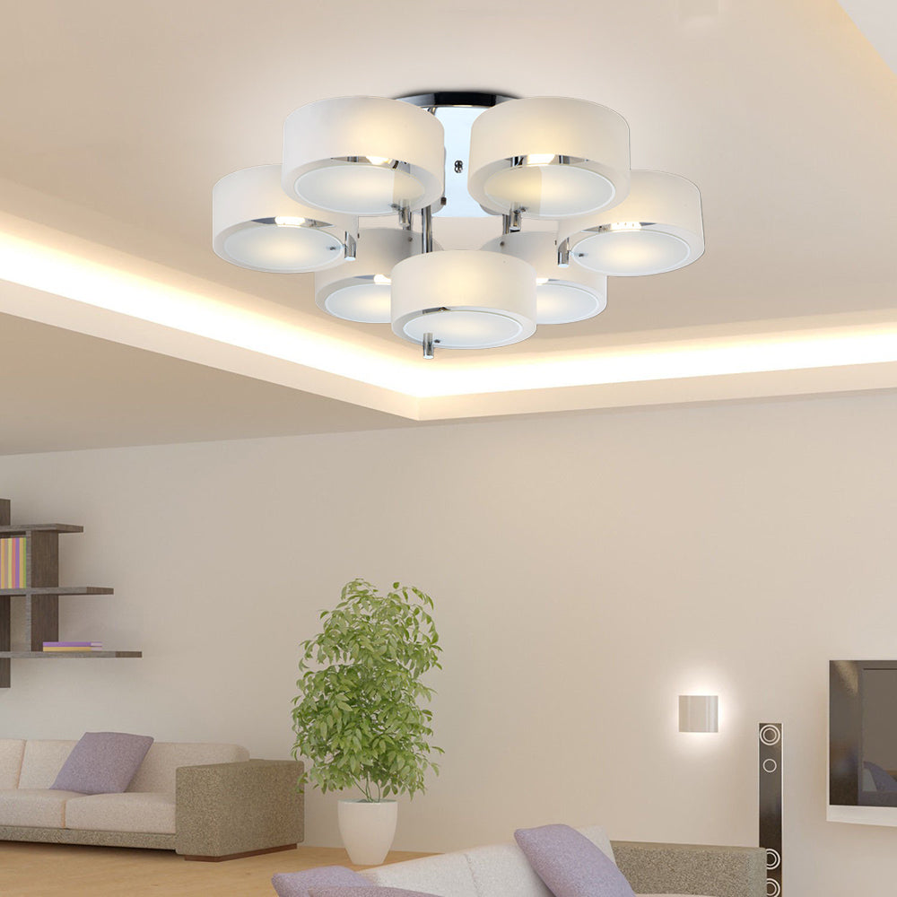 Arisha Flush Mount Ceiling Light Glass White Modern Round Hallway - Neutralighting