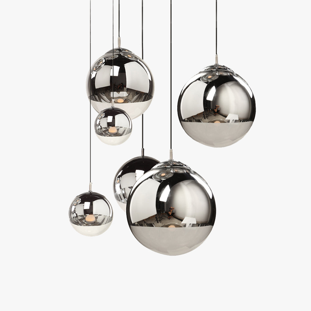 Valentina Industrial Round Metal Glass Pendant Light Living Room