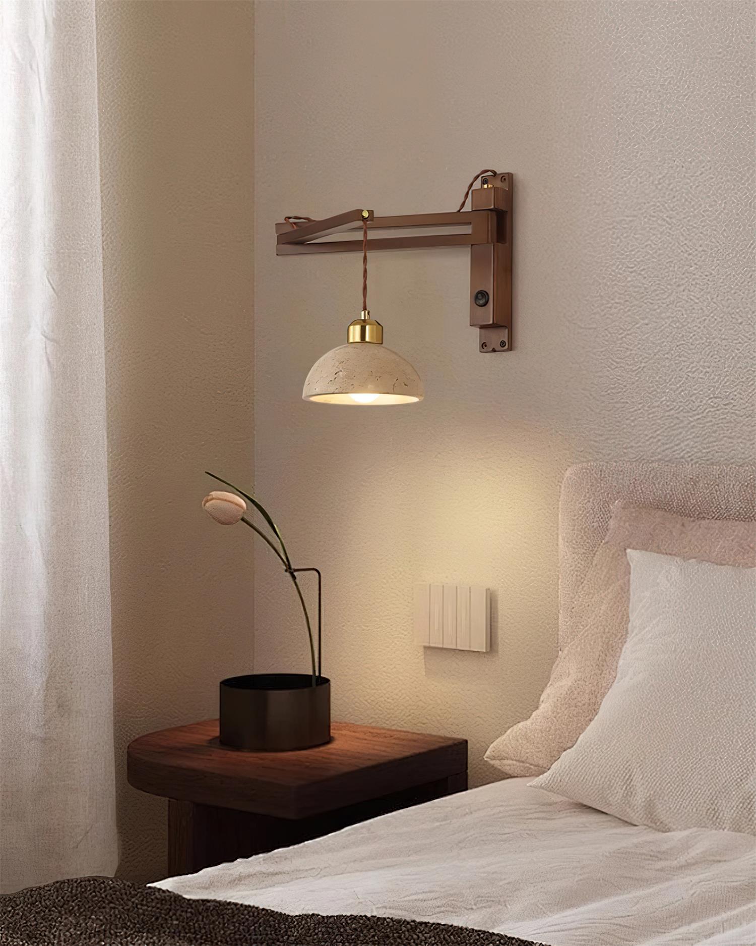 Wall Lamp with Travertine Cylinder Shade for Minimalist Ambiance - Neutralighting