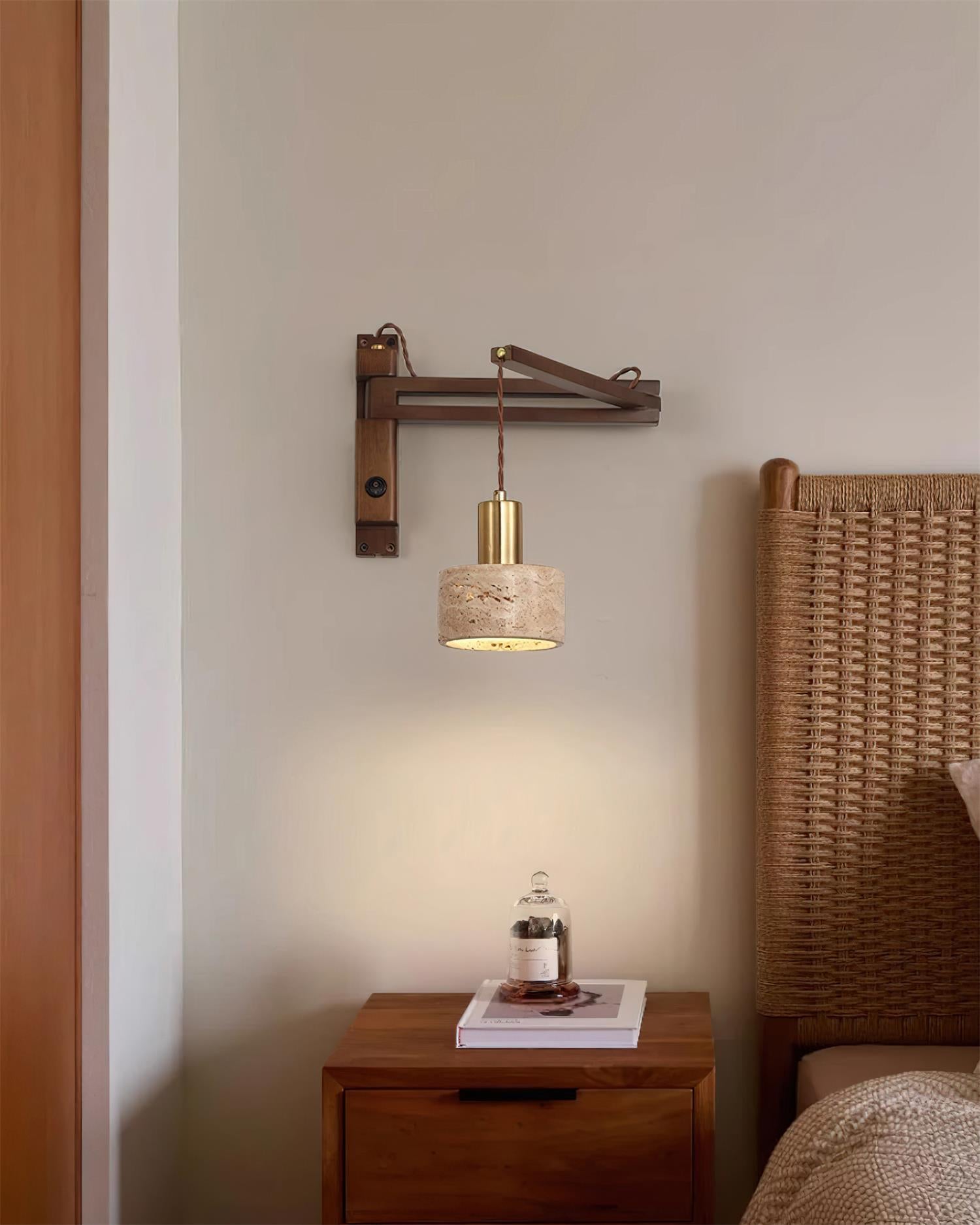 Wall Lamp with Travertine Cylinder Shade for Minimalist Ambiance - Neutralighting