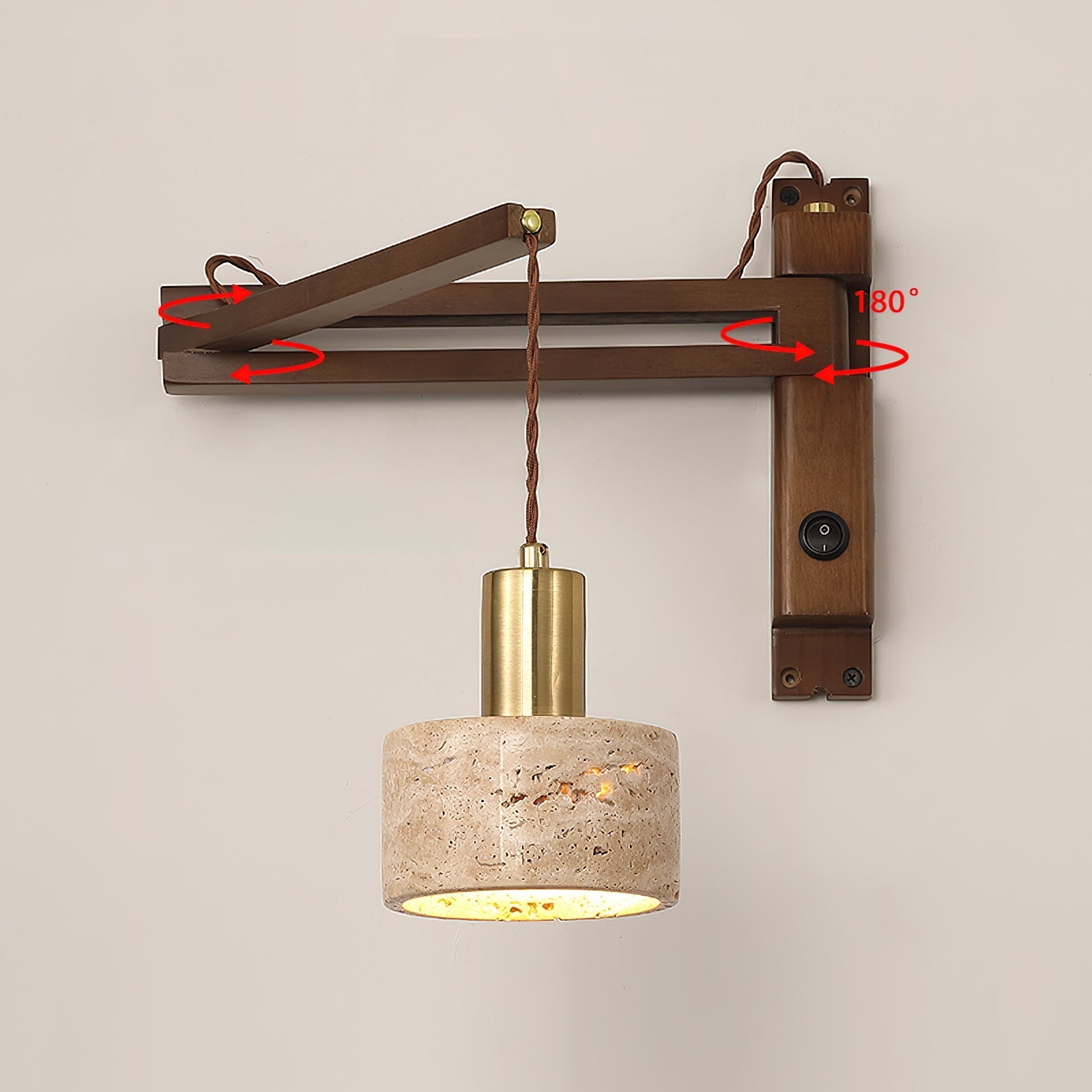 Wall Lamp with Travertine Cylinder Shade for Minimalist Ambiance - Neutralighting